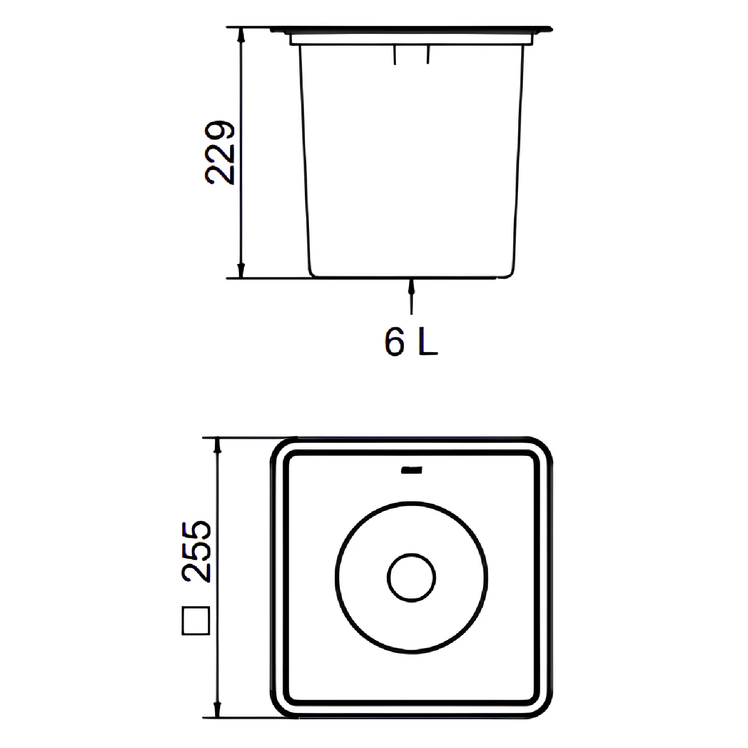 Lixeira de Embutir Quadrada D255 6L 01611716 Docol