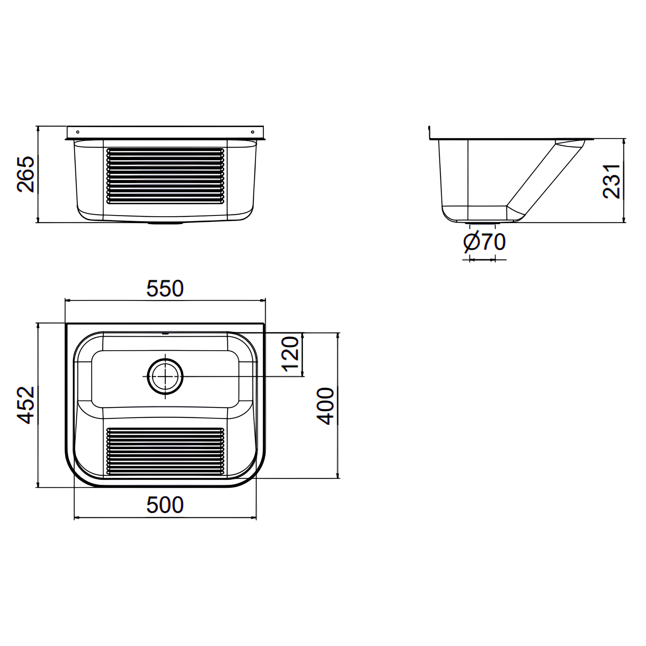 Tanque monobloco 55x45x23 32L parede 017042CH Docol