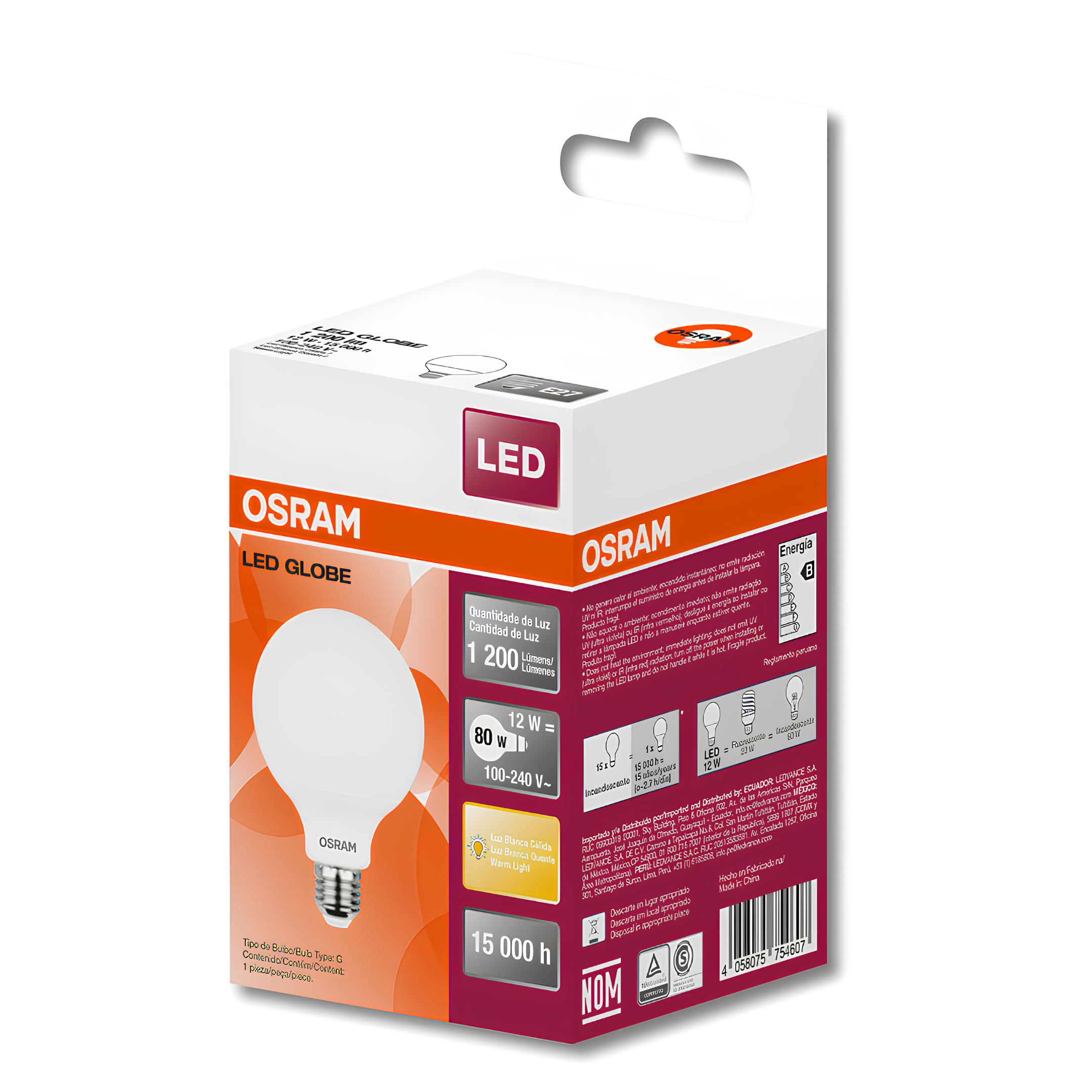 Lampada Led Globo 12W 2700K 1200Lm Ip20 Bivolt E27 Osram