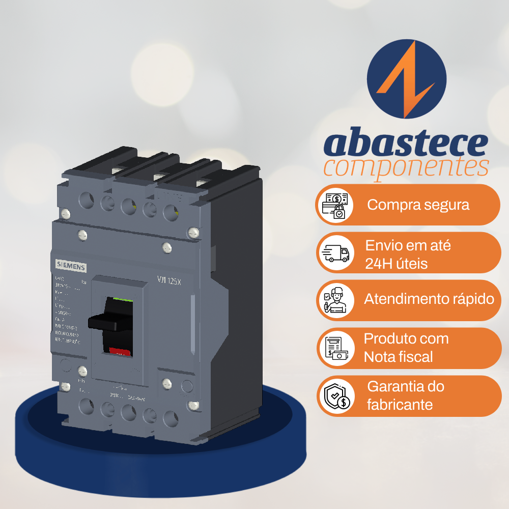 Disjuntor Caixa Moldada Tripolar 125A 10Ka 415V 3Vj10 Siemens