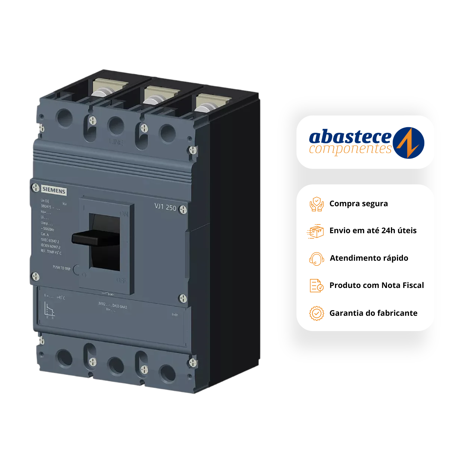 Disjuntor Caixa Moldada Tripolar 320-400A 36Ka 380V 3Vj13 Siemens