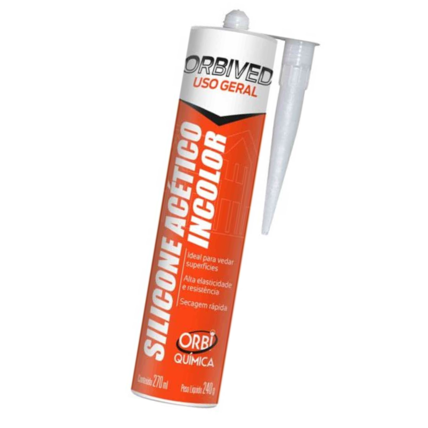 Silicone Branco Acetico 240G Orbi