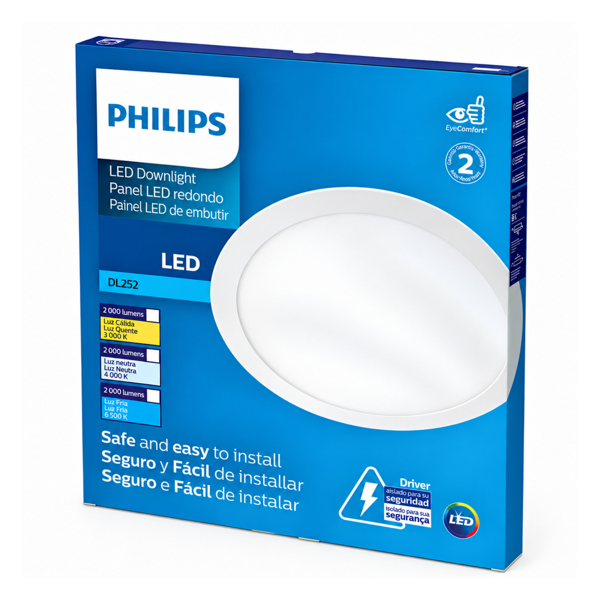 Luminária Led Redonda Embutir 6W 400Lm 12Cm Bivolt Dl252 Philips