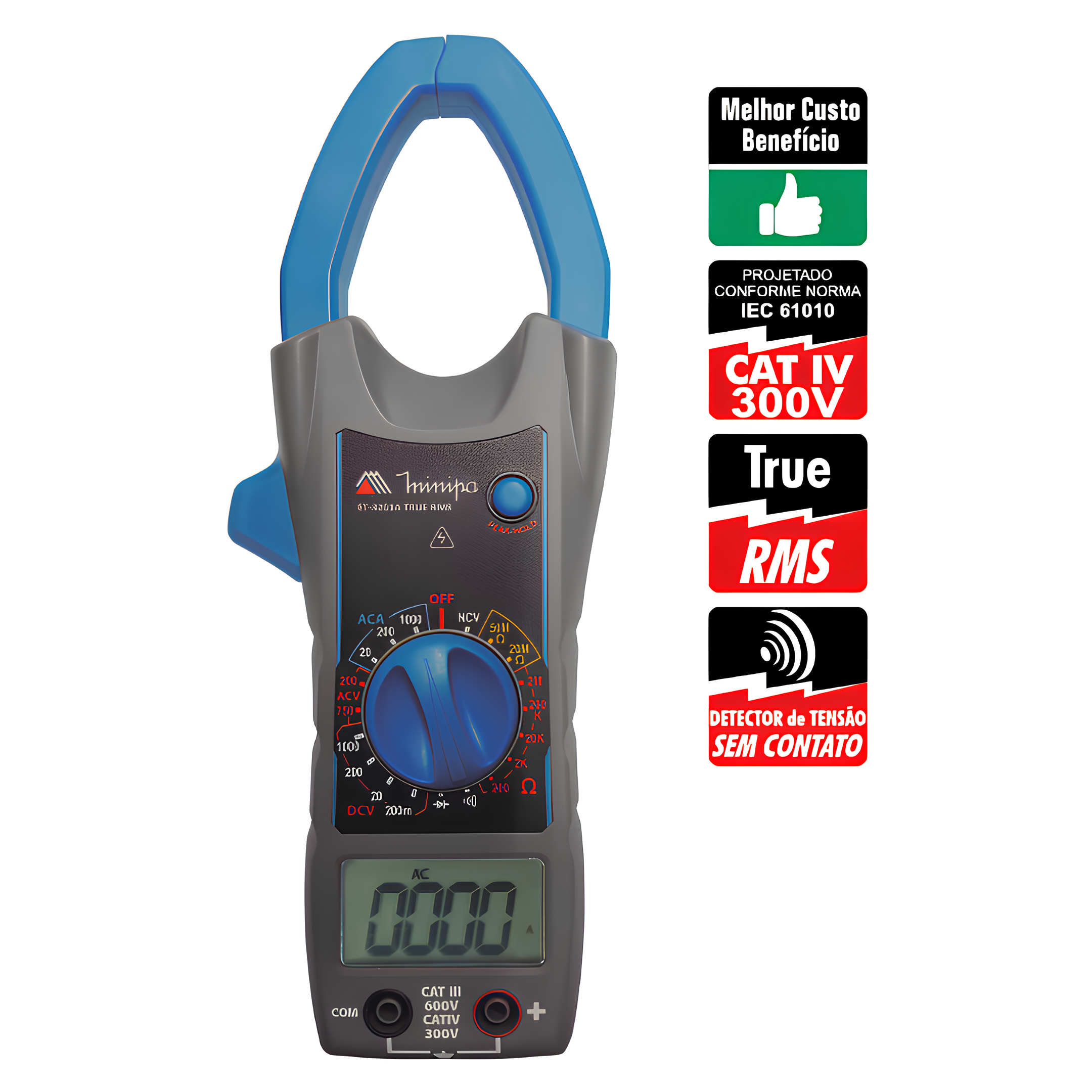 Alicate Amperimetro Digital Et-3201A Cat3 Minipa