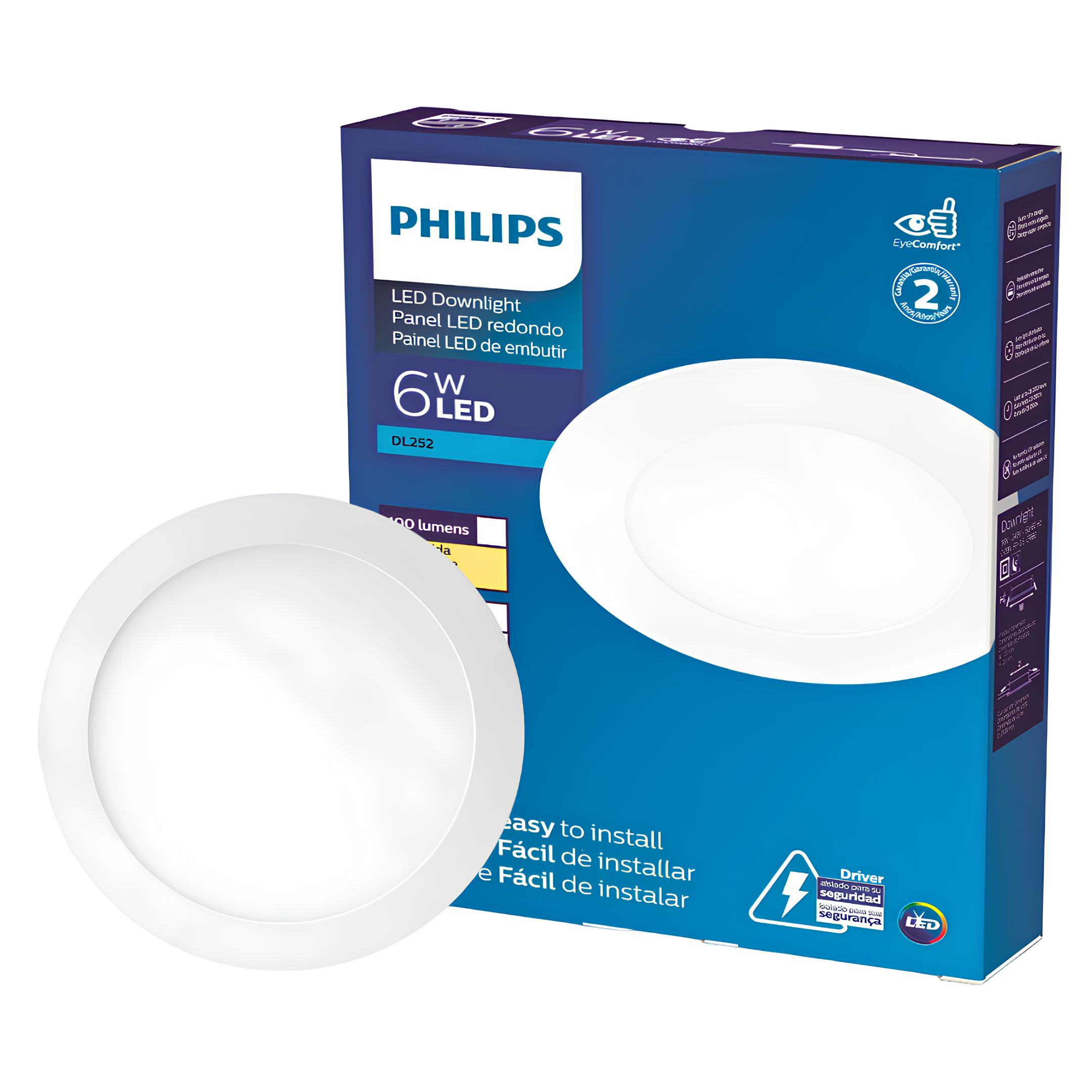 Luminária Led Embutir Redonda 6W 400Lm Bivolt Dl252 Philips