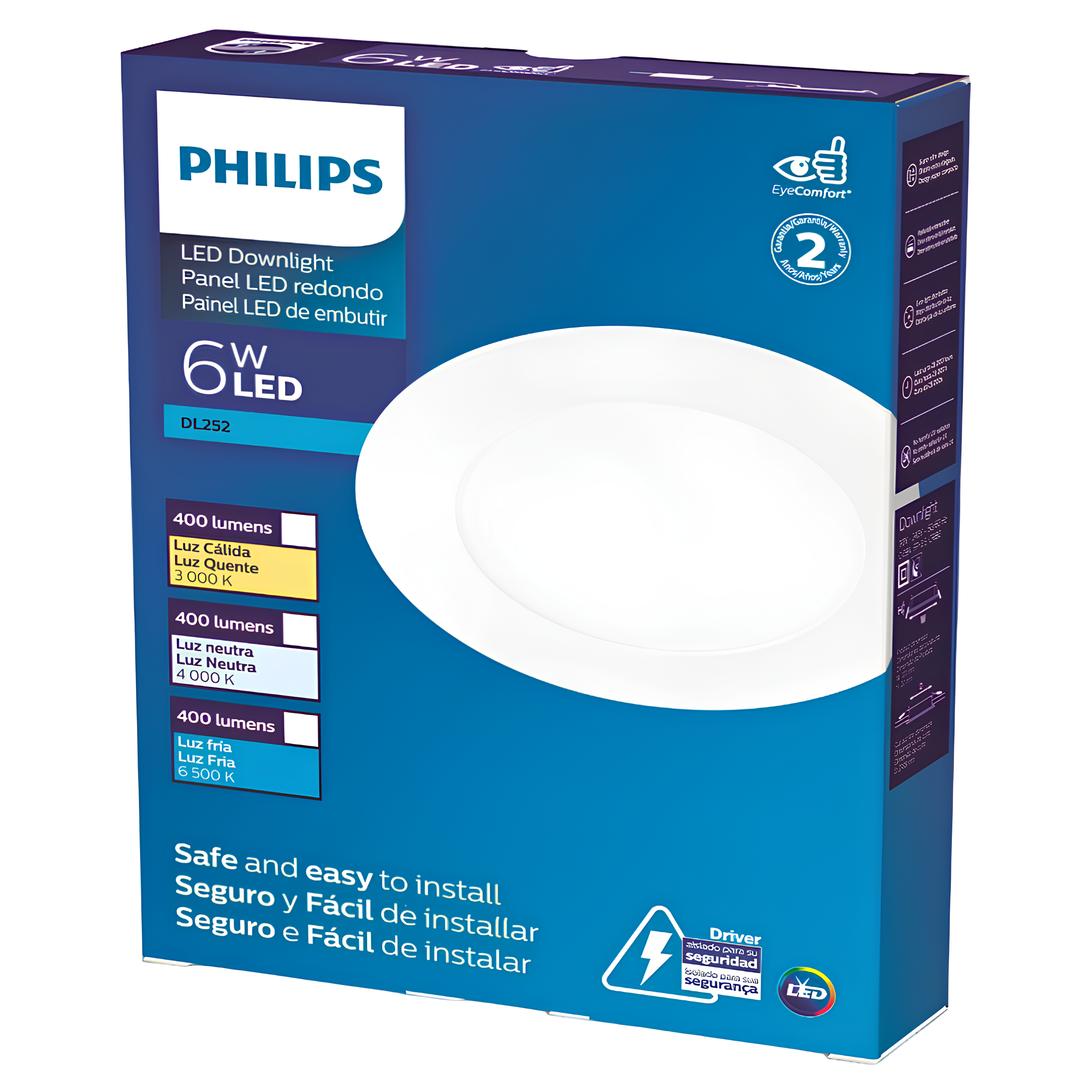 Luminária Led Embutir Redonda 6W 400Lm Bivolt Dl252 Philips