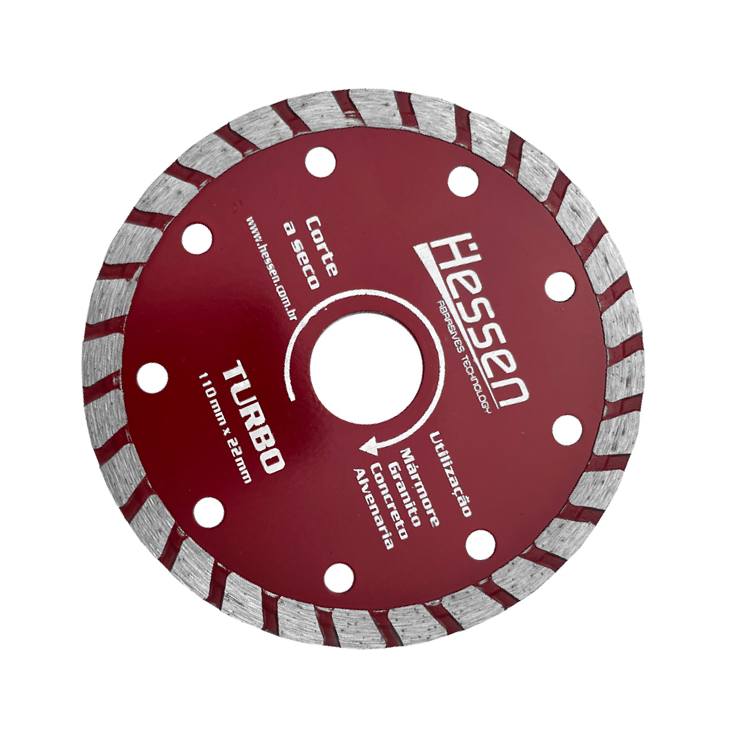 Disco Diamantado Turbo Esmerilhadeiras 110X22,2Mm Hessen