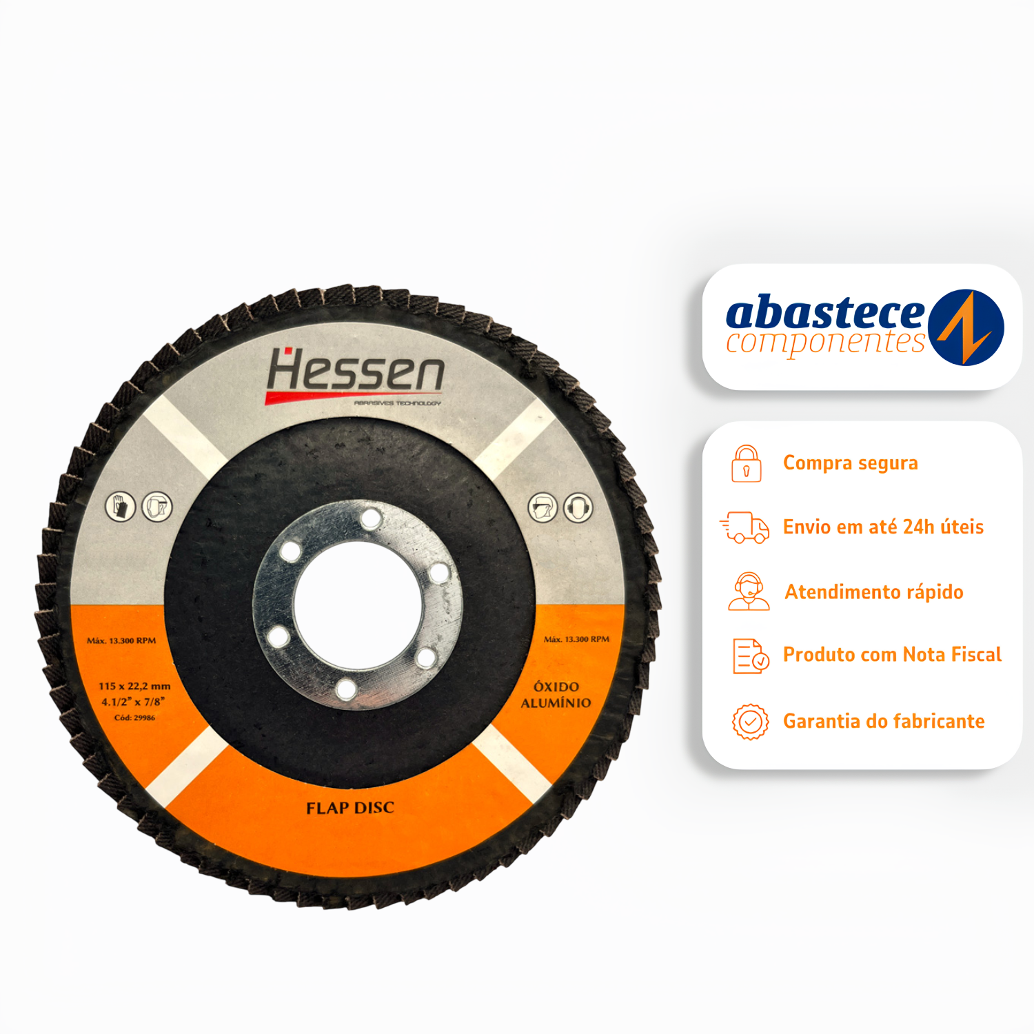 Disco Flap Óxido Aluminio 115mm x 22 Gr80 Hessen