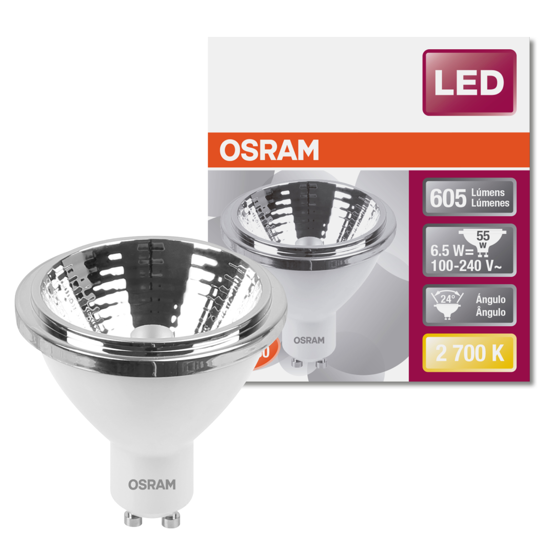 Lampada Led Ar70 24° 6.5W 2700K Bivolt 605Lm Gu10 Osram