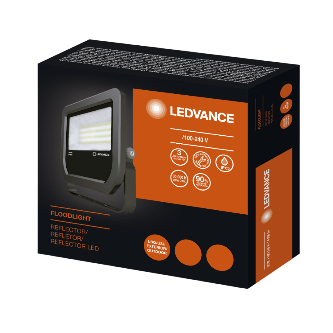 Refletor Led 50W 4000K Bivolt 6000lm Ip65 Preto Pfm Ledvance