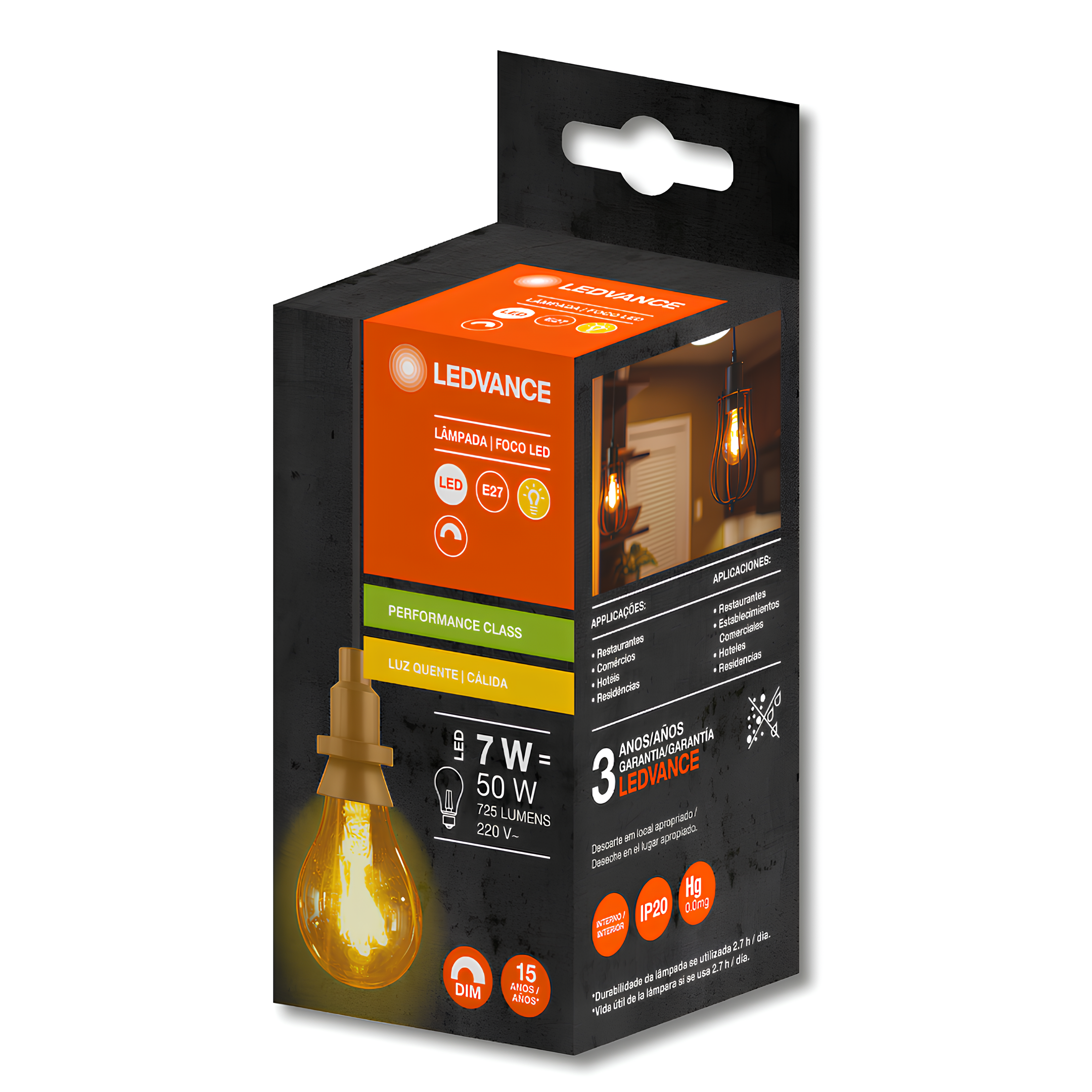 Lampada Led Vintage Filamento Dim 7W 2500K 725Lm Ledvance