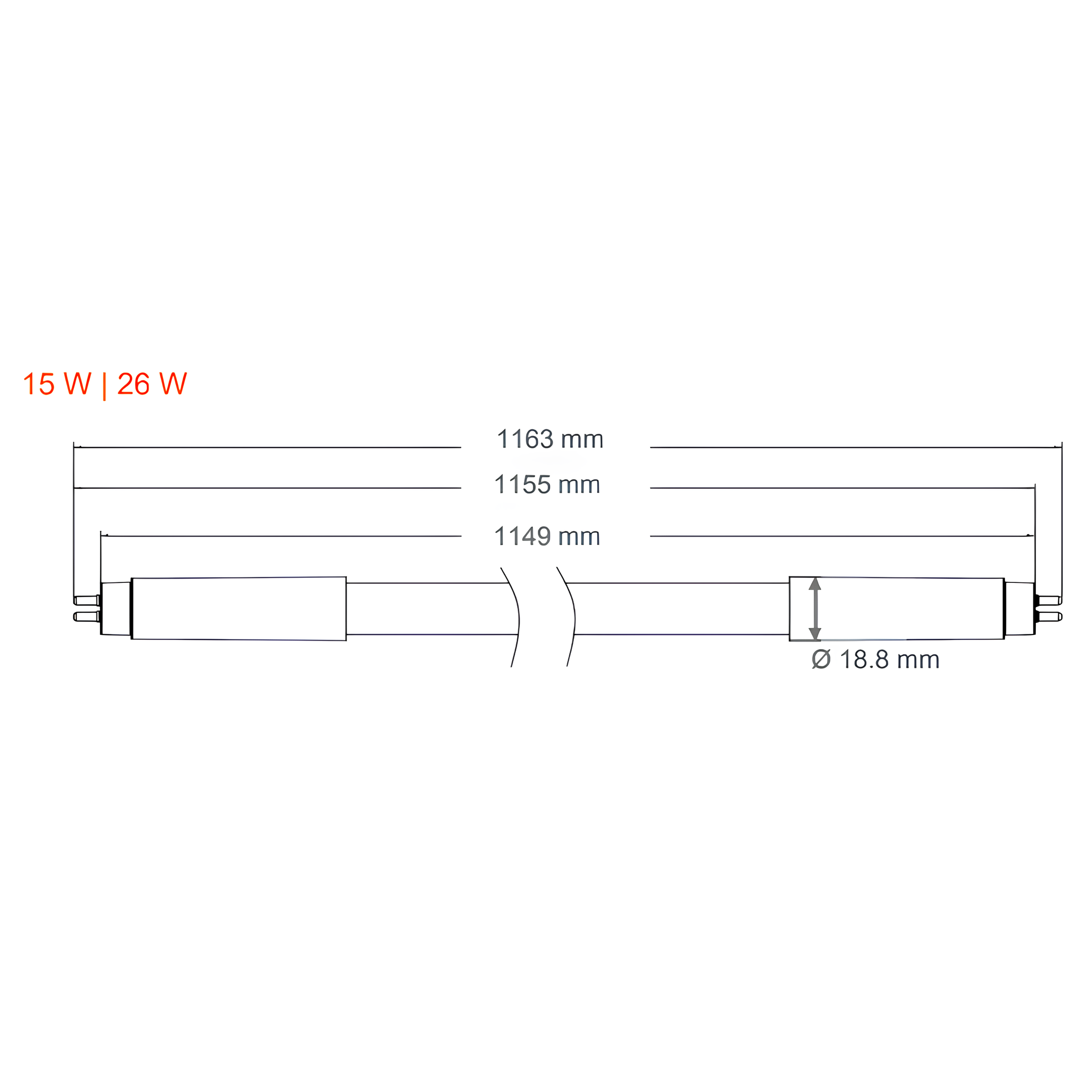 Lampada Led Tubular T5 115Cm 15W 1850Lm 180° Bivolt G5 Osram