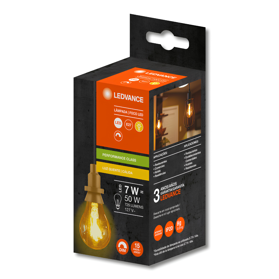 Lampada Led Vintage Filamento Dim 7W 2500K 725Lm Ledvance