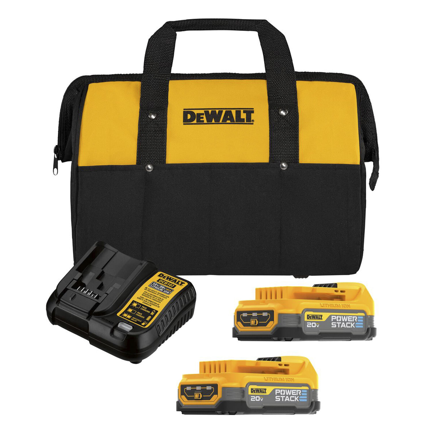 Kit 2 Baterias 1.7AH Powertack 20V Max C/Carregador e Bolsa DeWalt