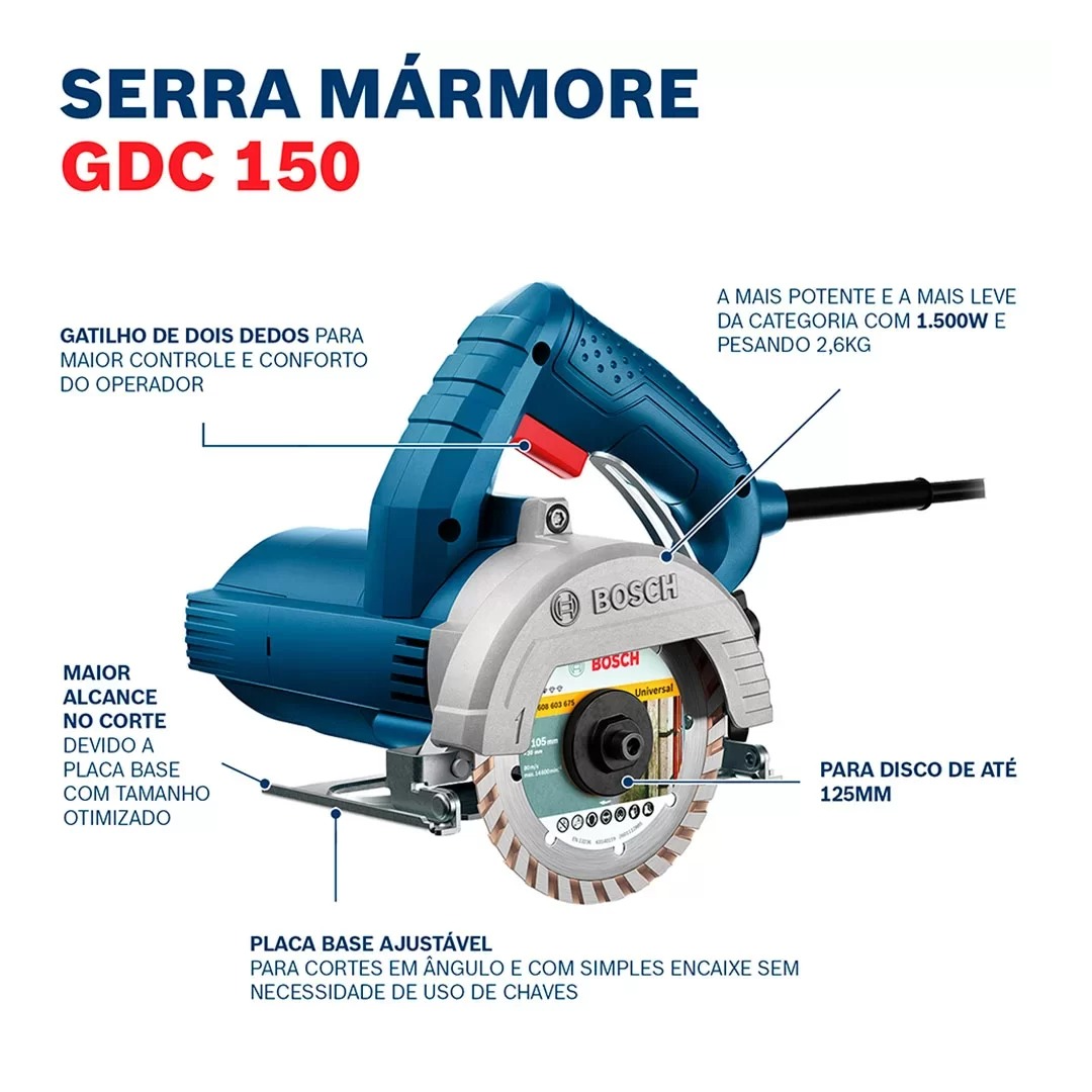 Serra Mármore A Seco Gdc-150-Titan 1500W 06015486D0000 Bosch