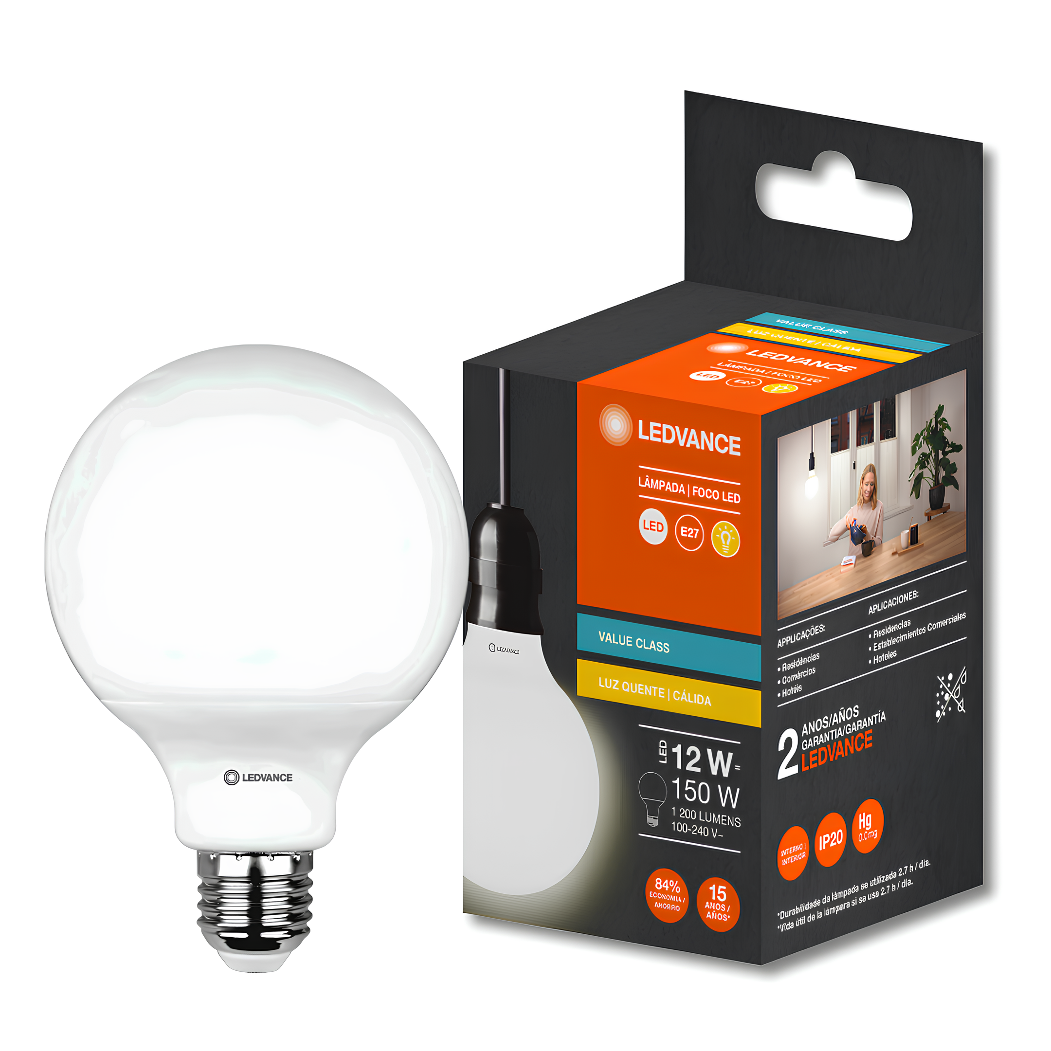 Lampada Led Globo 12W 2700K 1200Lm Ip20 Bivolt E27 Ledvance