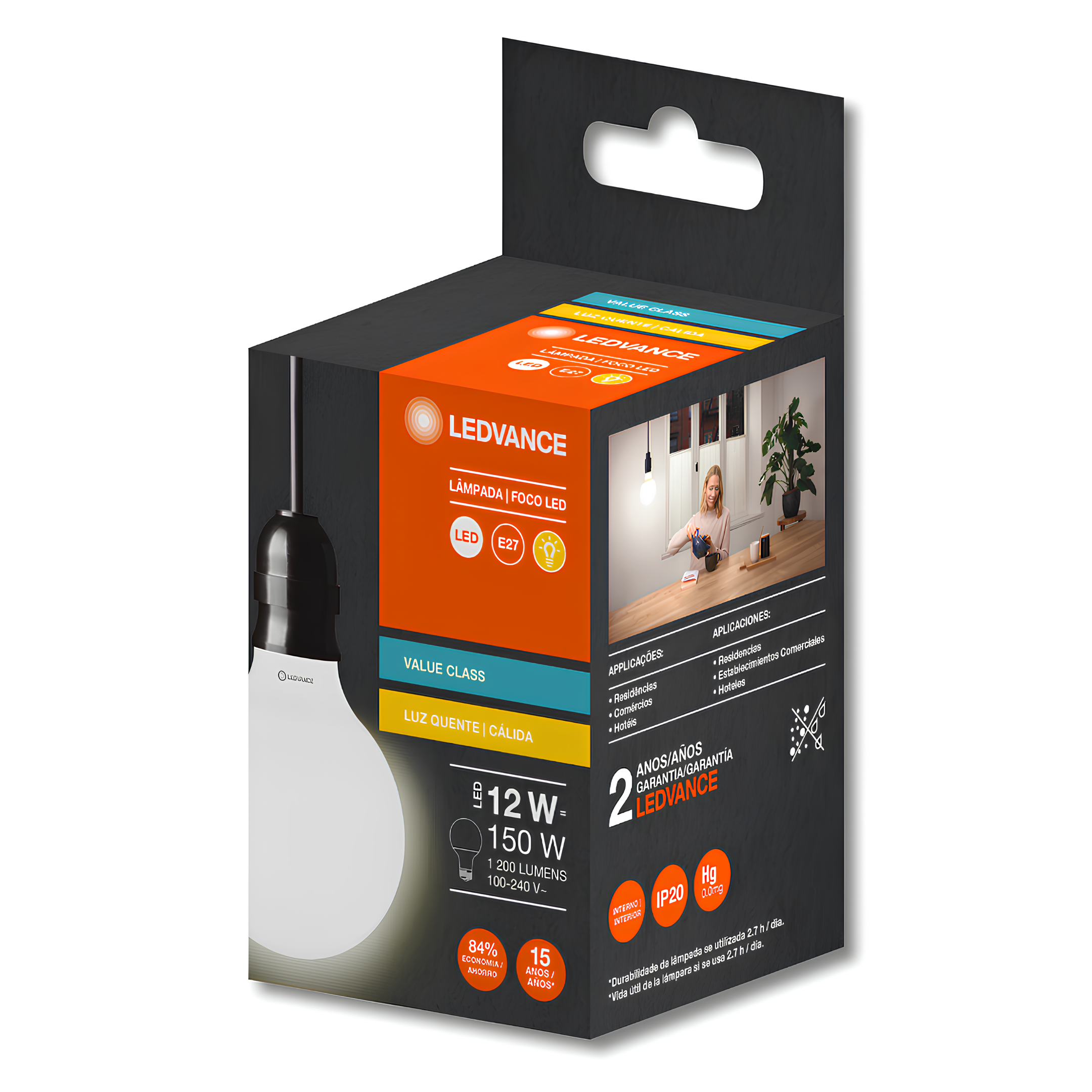 Lampada Led Globo 12W 2700K 1200Lm Ip20 Bivolt E27 Ledvance