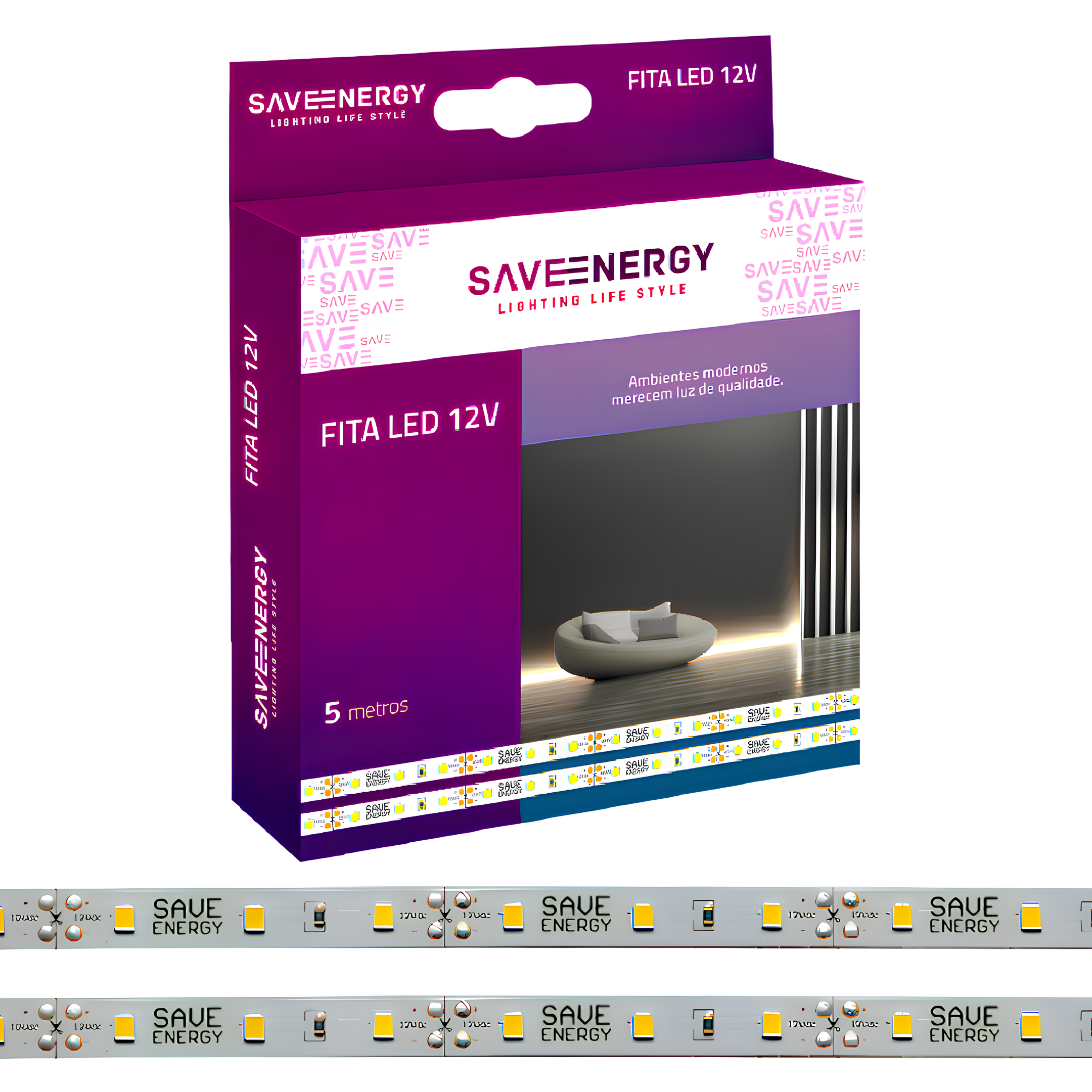 Fita Led 5 Metros 18W/m 1800Lm/m 120° Ip20 12V Saveenergy