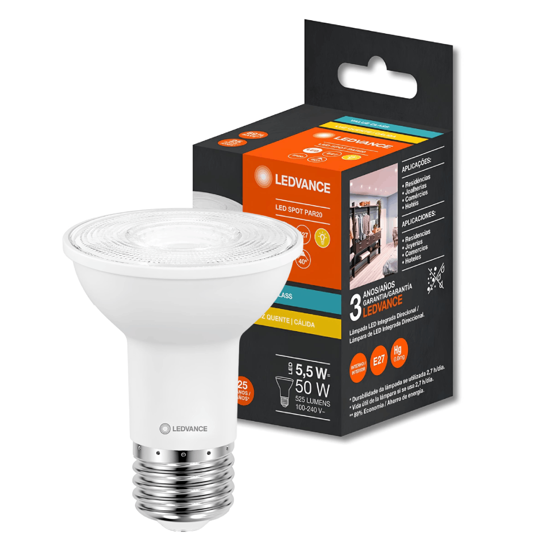 Lampada Led Par20 5,5W 525Lm 40° Ip20 Bivolt E27 Ledvance