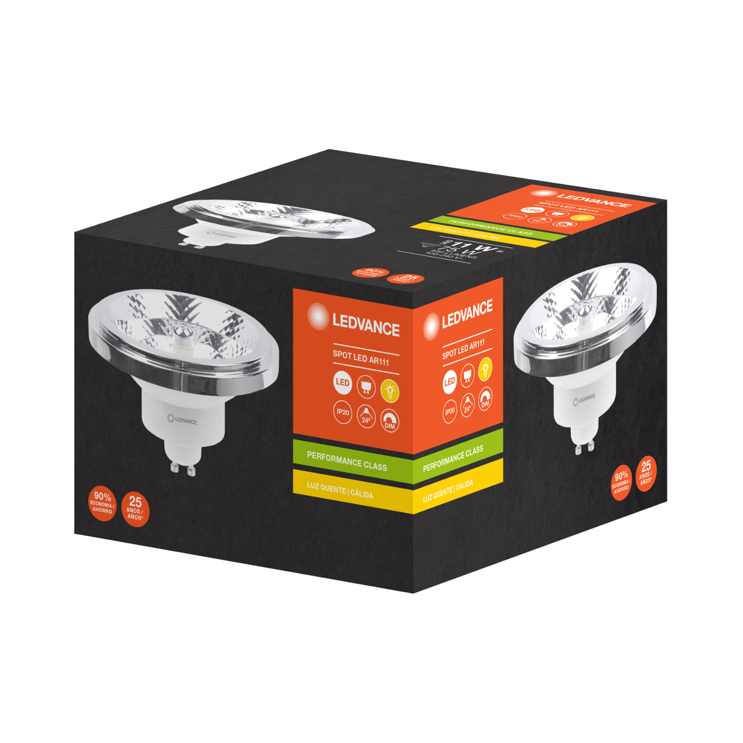 Lampada Led Ar111 Dimerizavel 11W 2700K 950Lm Gu10 Ledvance