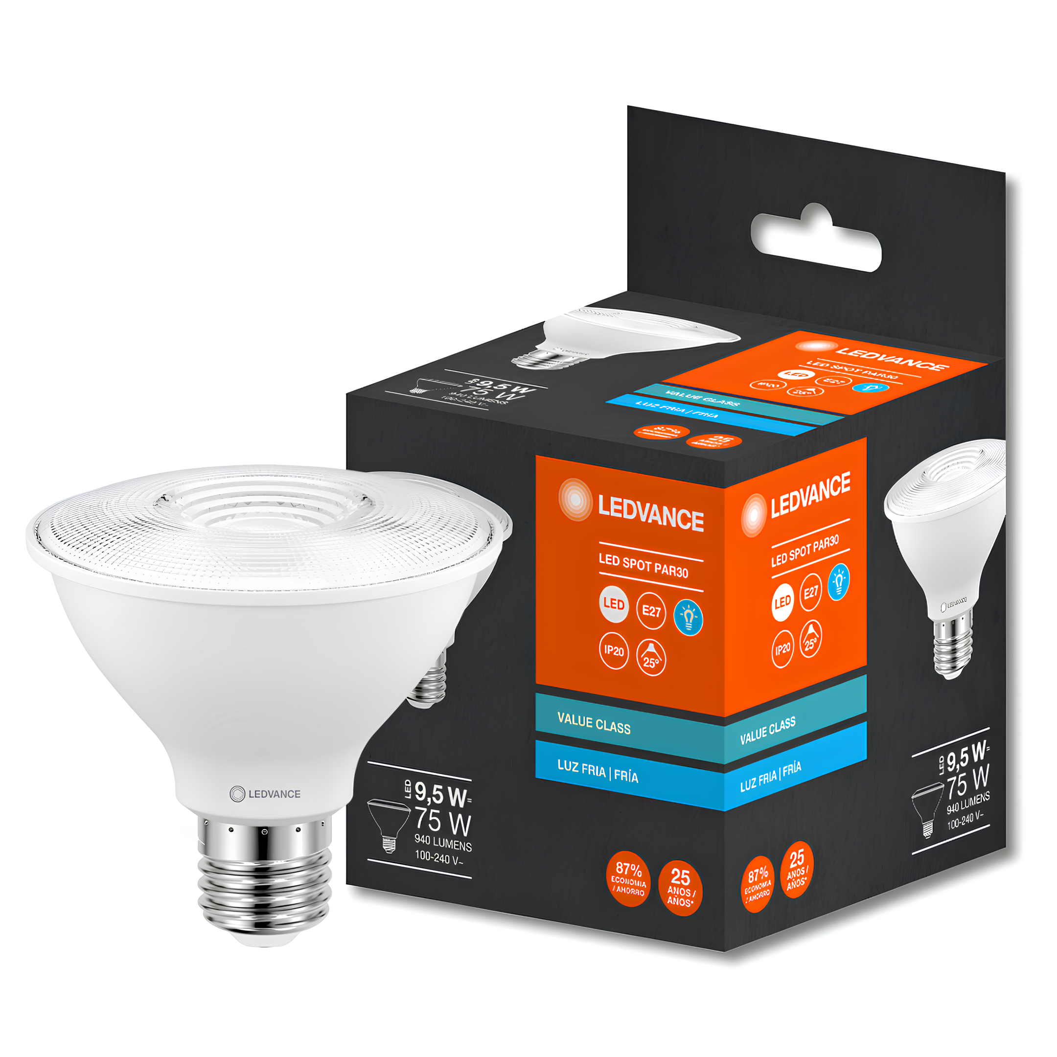 Lampada Led Par30 9,5W 900Lm 25° Ip20 Bivolt E27 Ledvance