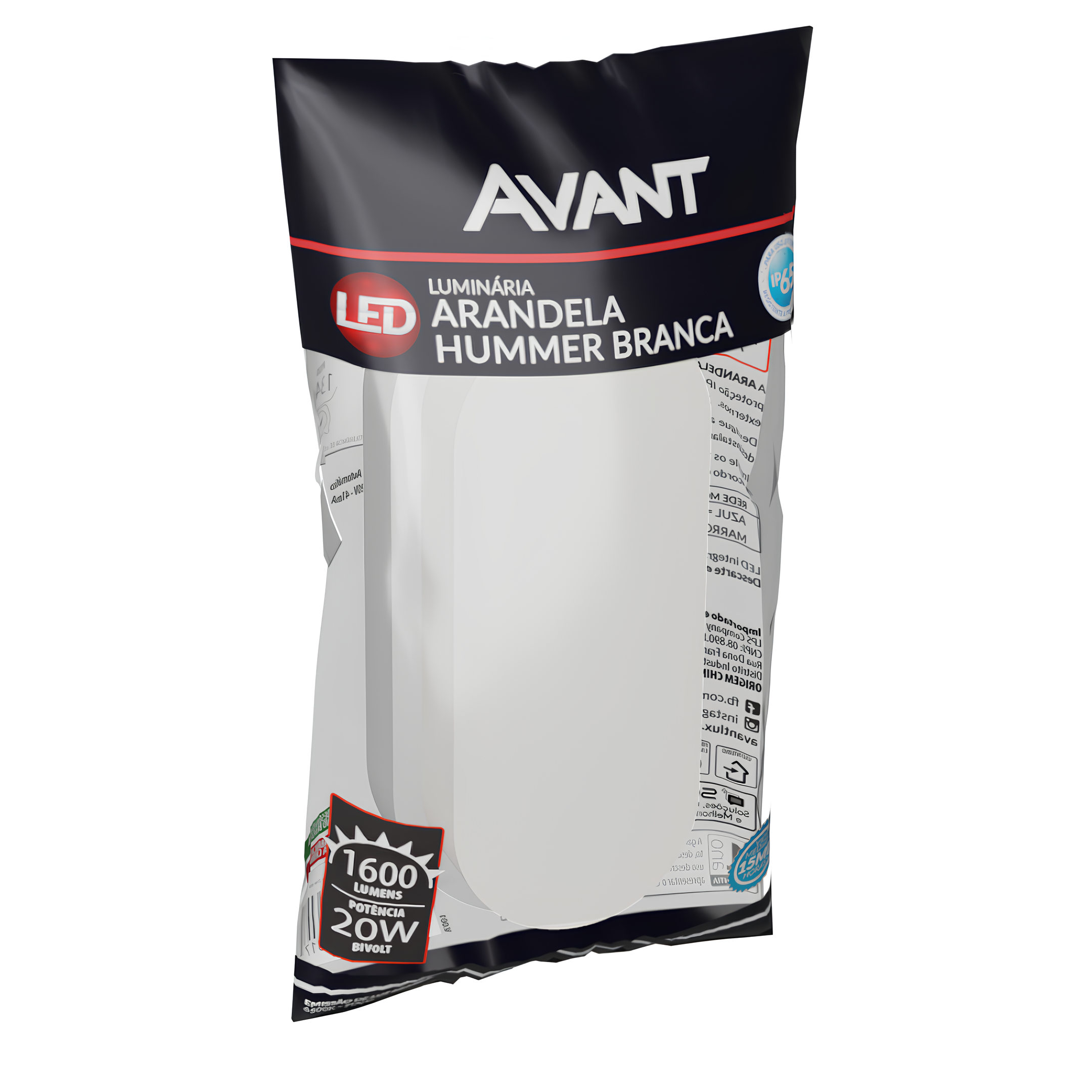 Luminaria Tartaruga EVO Branca 20W 1600Lm IP65 Avant