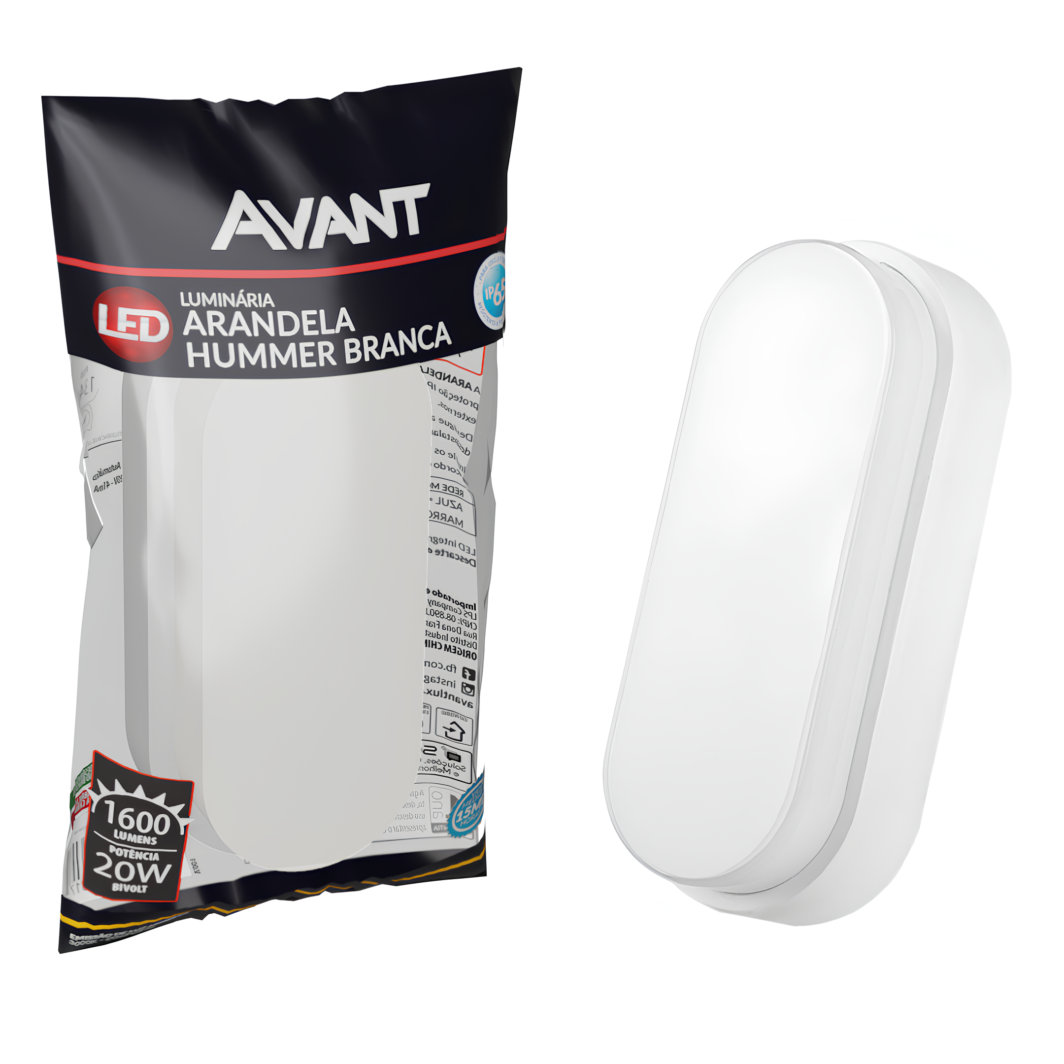 Luminaria Tartaruga EVO Branca 20W 1600Lm IP65 Avant