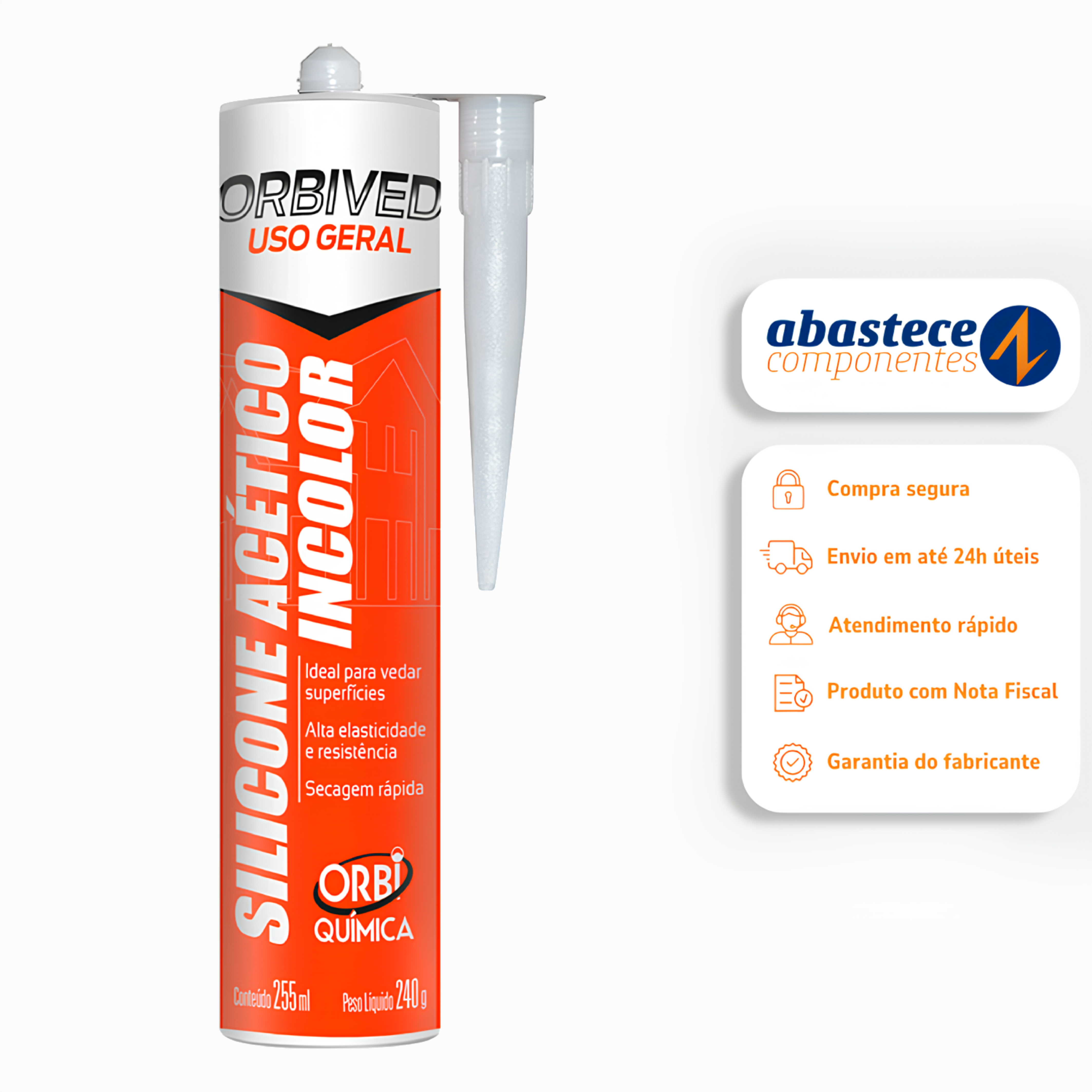 Silicone Acético Incolor Uso Geral 16694 250gr OrbiQuimica