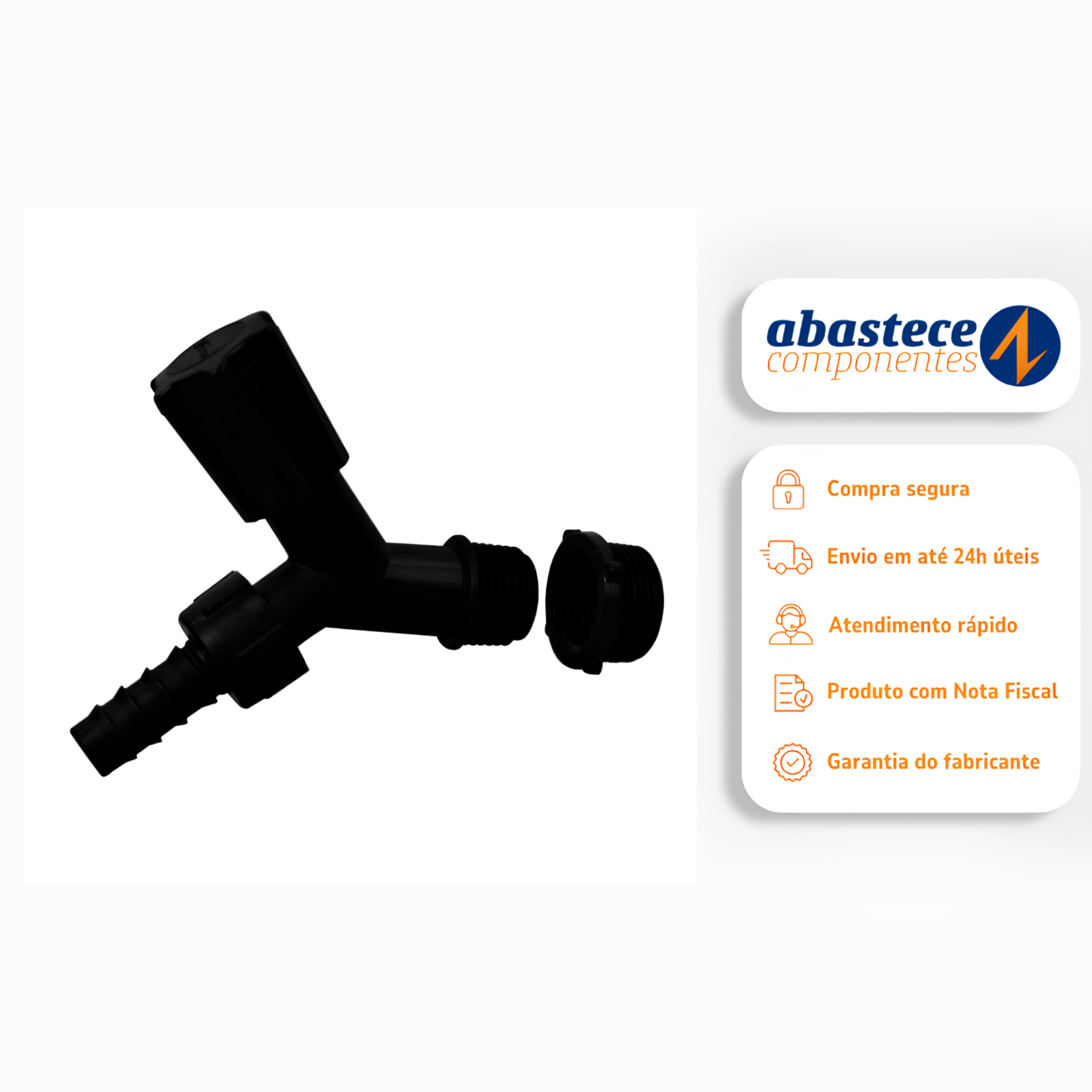 Torneira Plástica 1/2 e 3/4 Pvc Preta 95234 Amanco