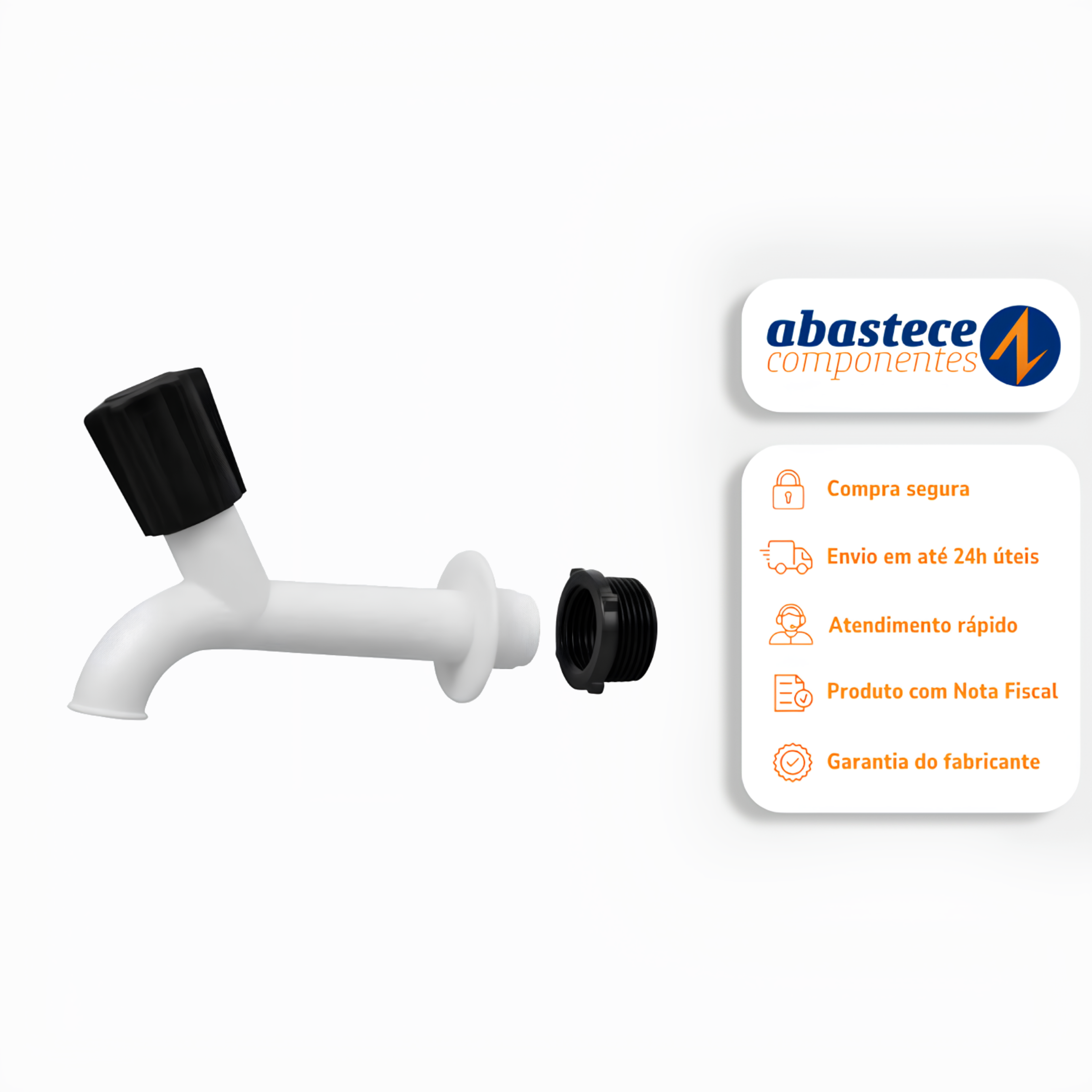 Torneira Plástica 1/2 e 3/4 Pvc Branca 95337 Amanco