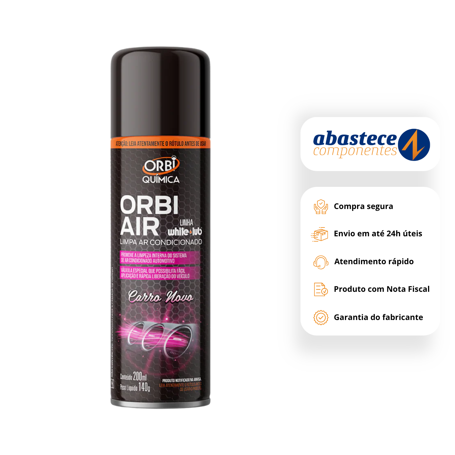 Limpa Ar Condicionado Orbi Air Carro Novo 200ML 140g Orbi Quimica