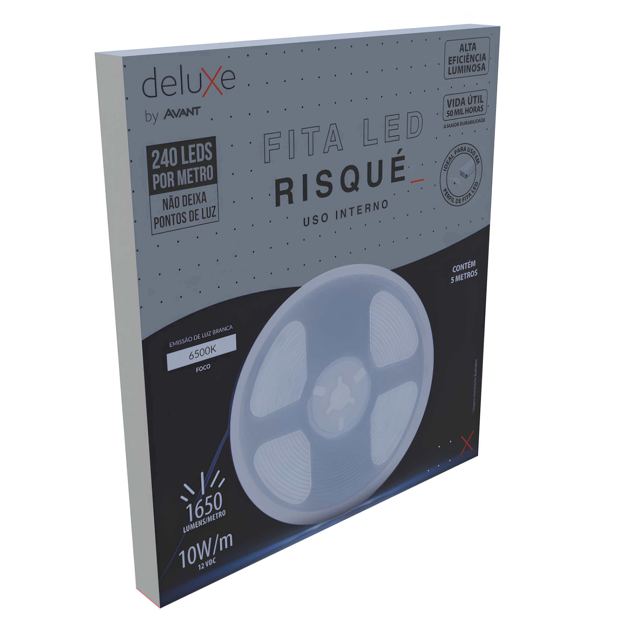 Fita Led Interna Risque 5M 10W 12V Ip20 1650Lm Deluxe Avant