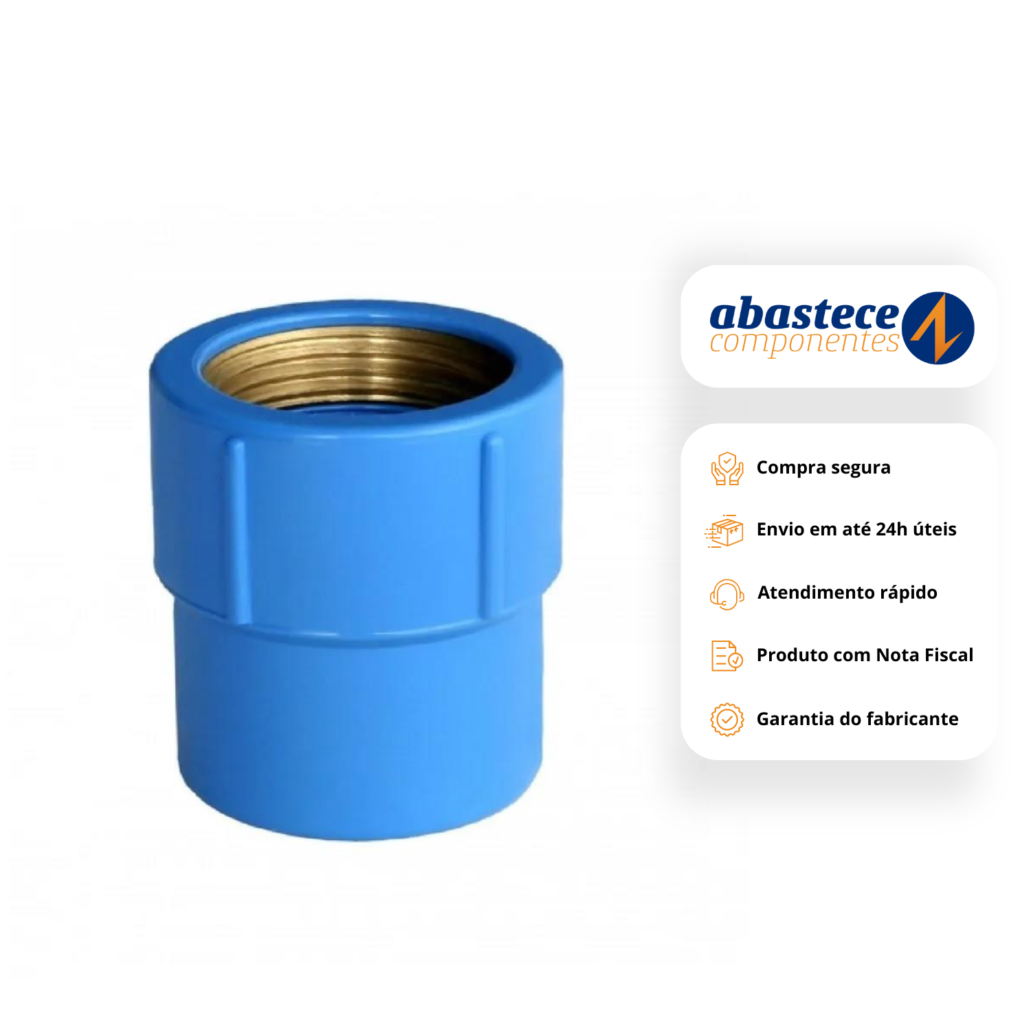 Luva Soldável Bucha Latão 25mm x 3/4" Pvc Azul 11752 Amanco