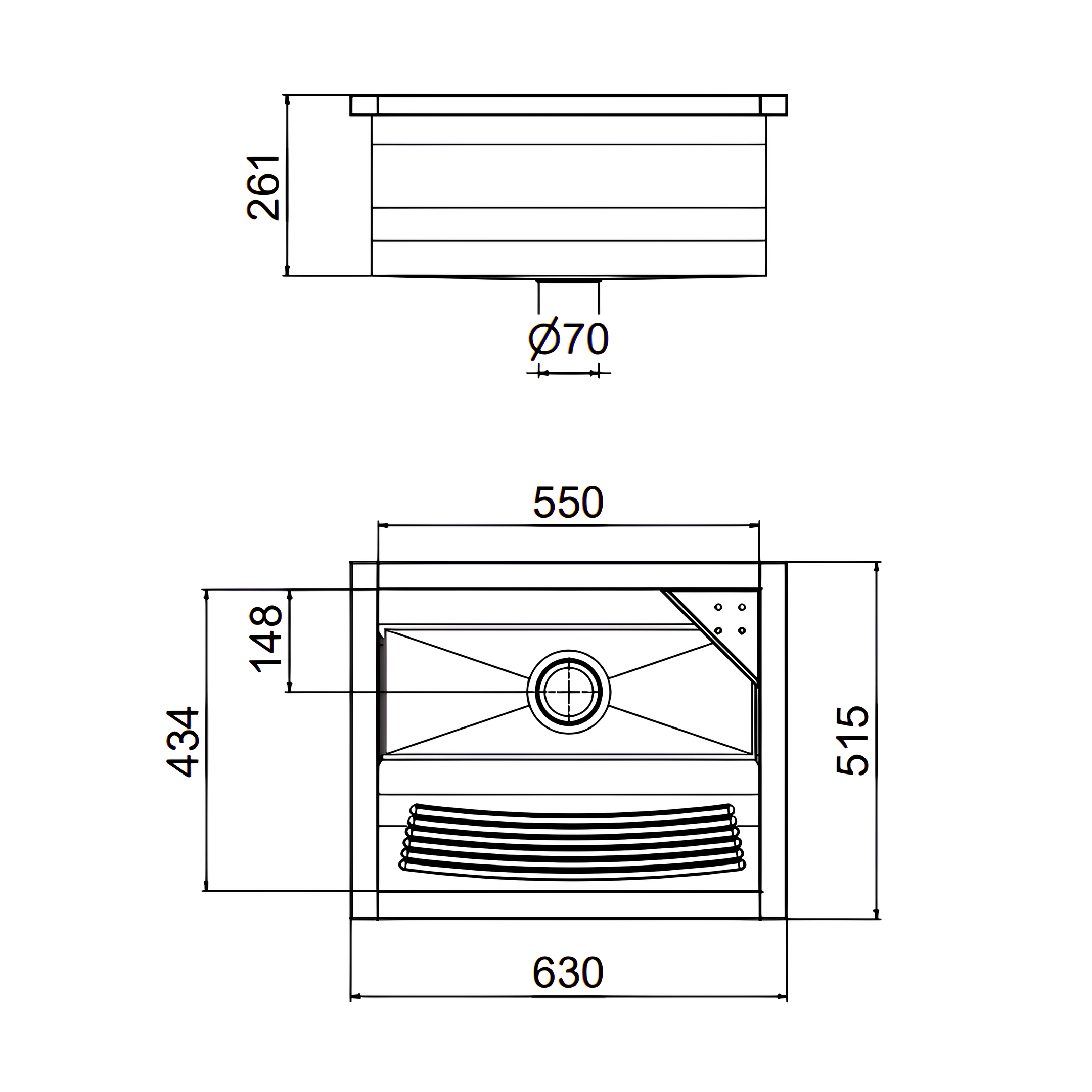 Tanque Sobrepor Inox alto brilho reto 63x51,5x26 017051CH Docol