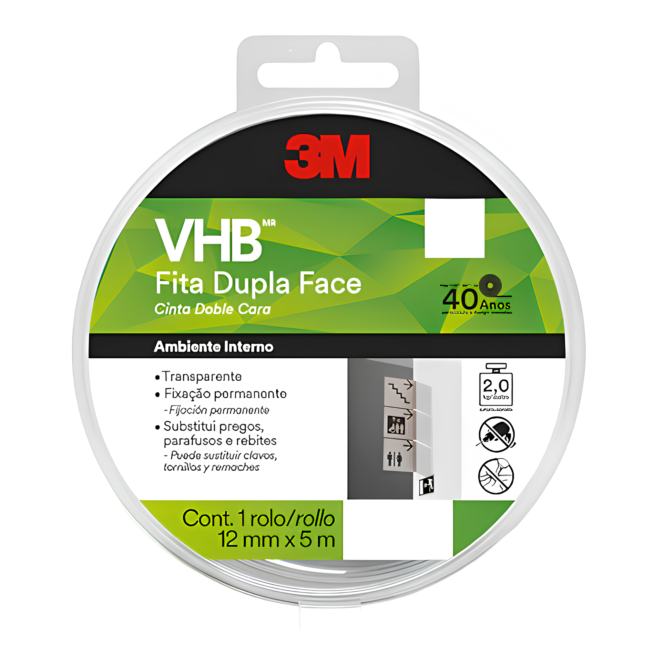 Fita VHB Dupla-Face Transferível 12 mm x 5 m HB004522973 3M