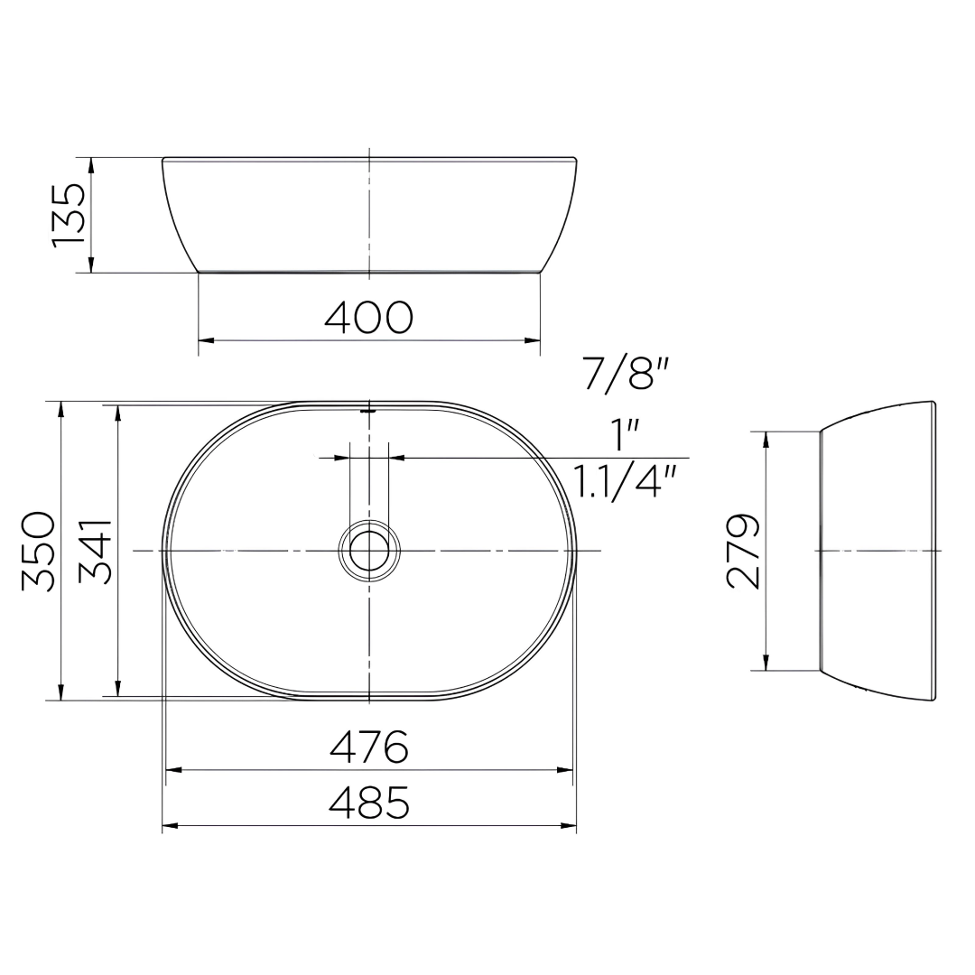 Cuba De Apoio Oval Branca 485X350x135 01689926 Docol