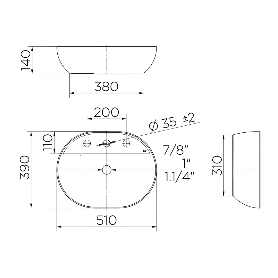 Cuba De Apoio Oval Branca 510X390x140 01723126 Docol