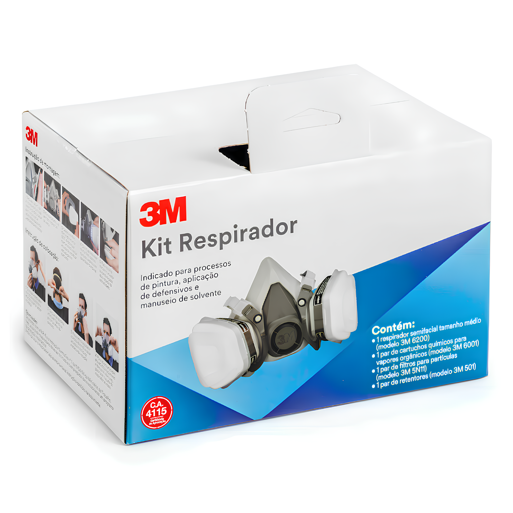 Kit Respirador 6200 Semi Facial 2 Filtros HB004526339 3M