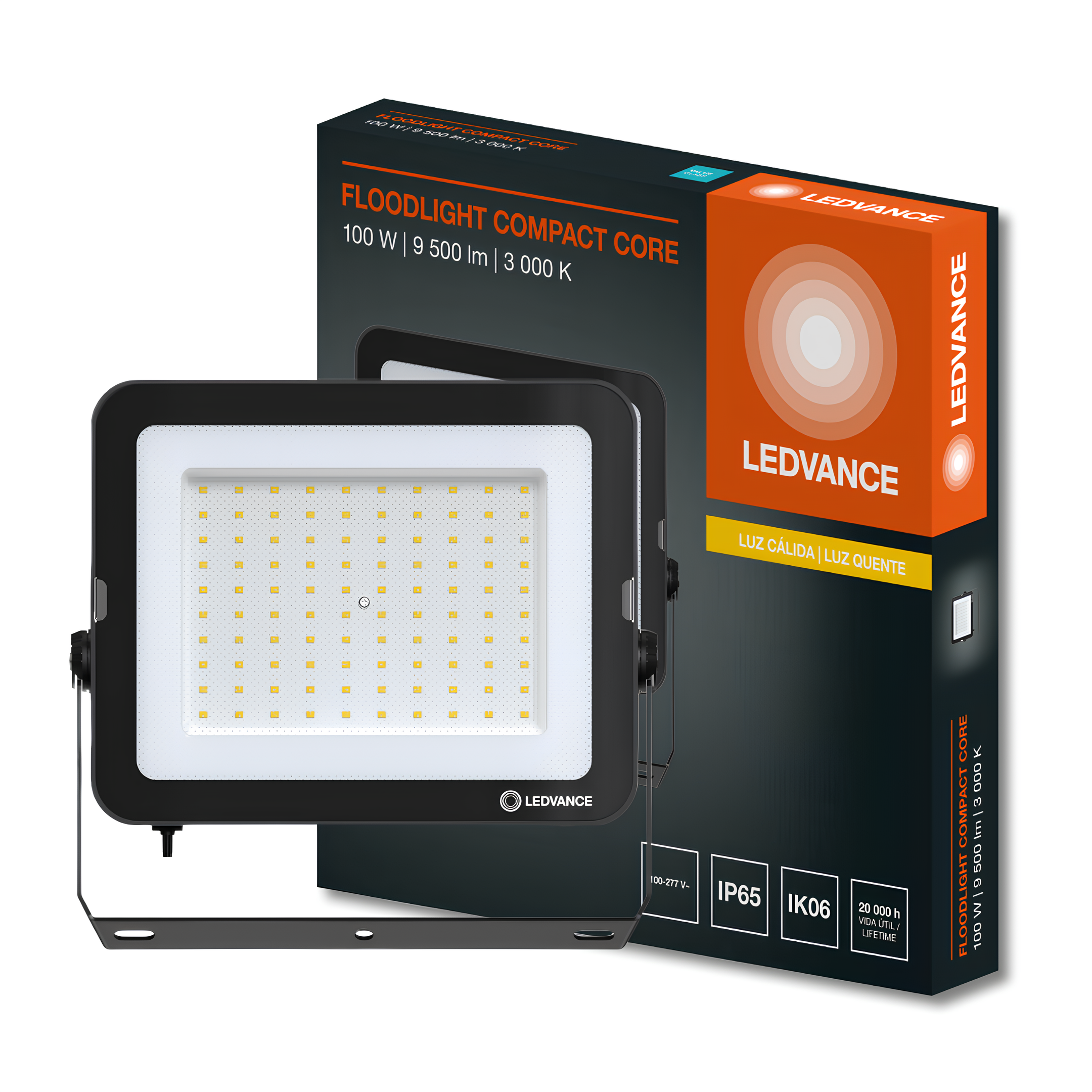 Refletor Floodlight Compact Preto 100W 100° Ip65 Bivolt Ledvance