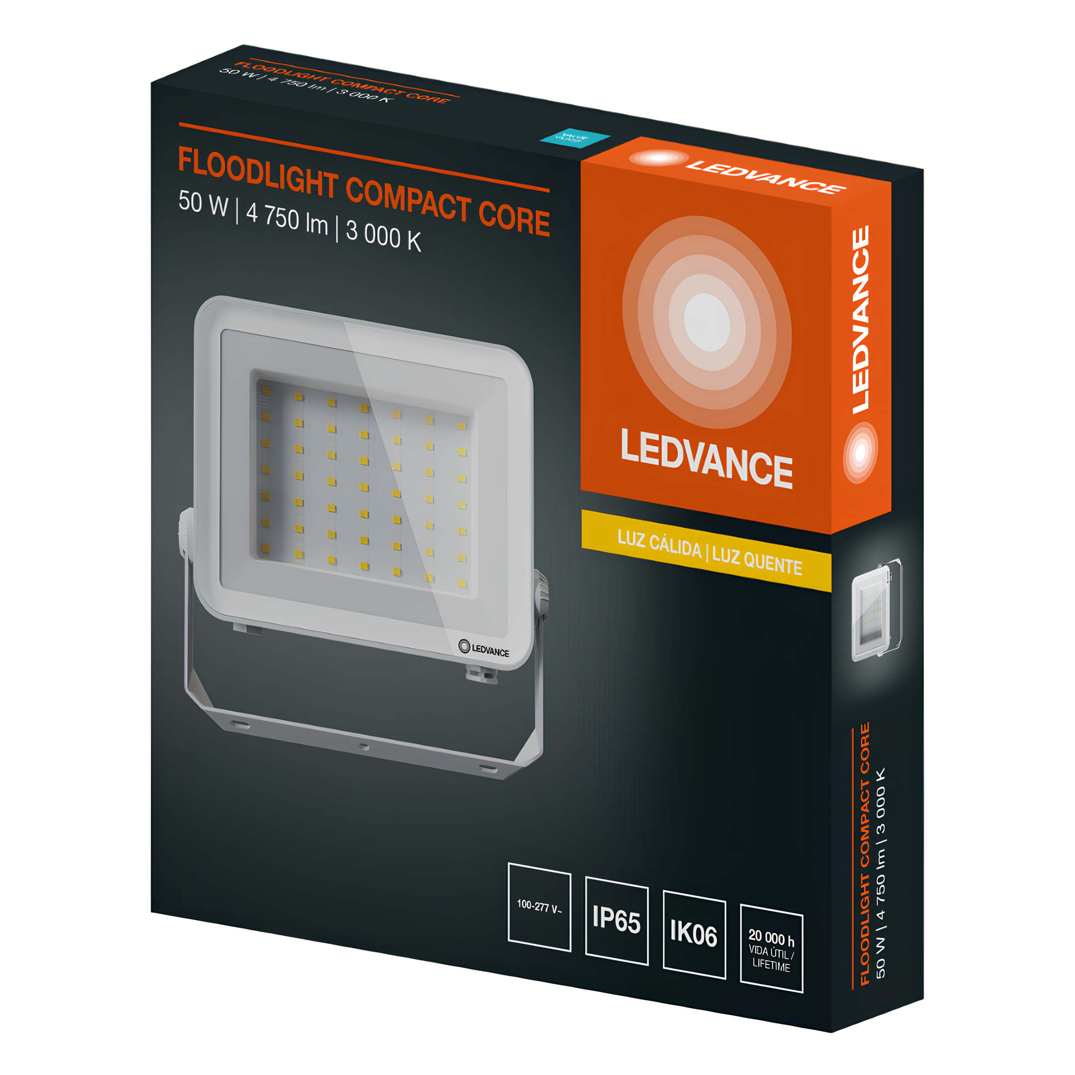 Refletor Floodlight Compact Branco 50W Ip65 Bivolt Ledvance