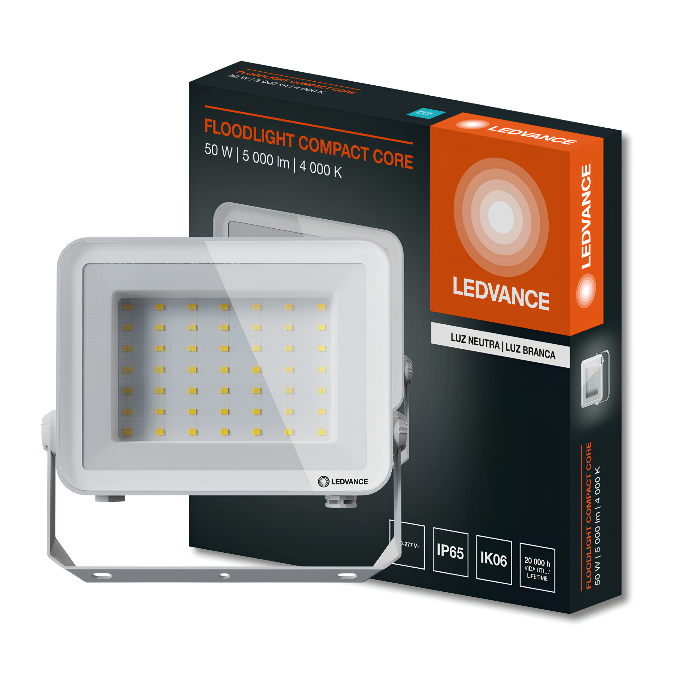 Refletor Floodlight Compact Branco 50W Ip65 Bivolt Ledvance