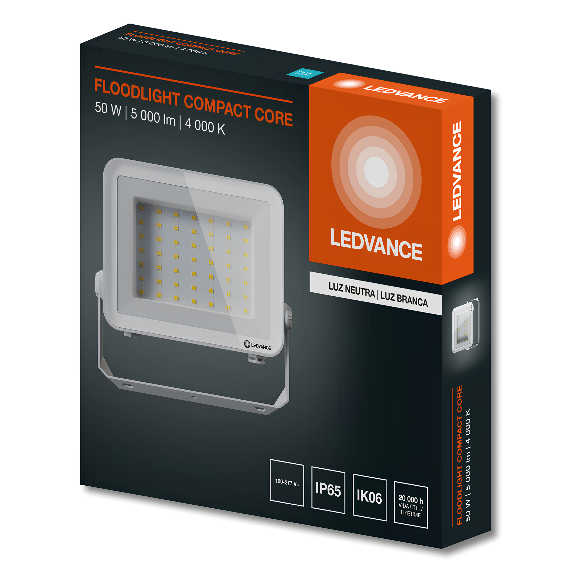 Refletor Floodlight Compact Branco 50W Ip65 Bivolt Ledvance