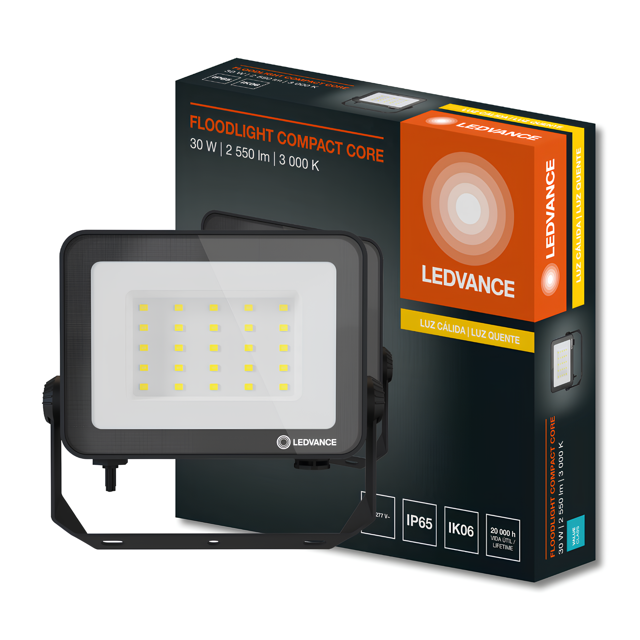 Refletor Floodlight Compact Preto 30W Ip65 Bivolt Ledvance
