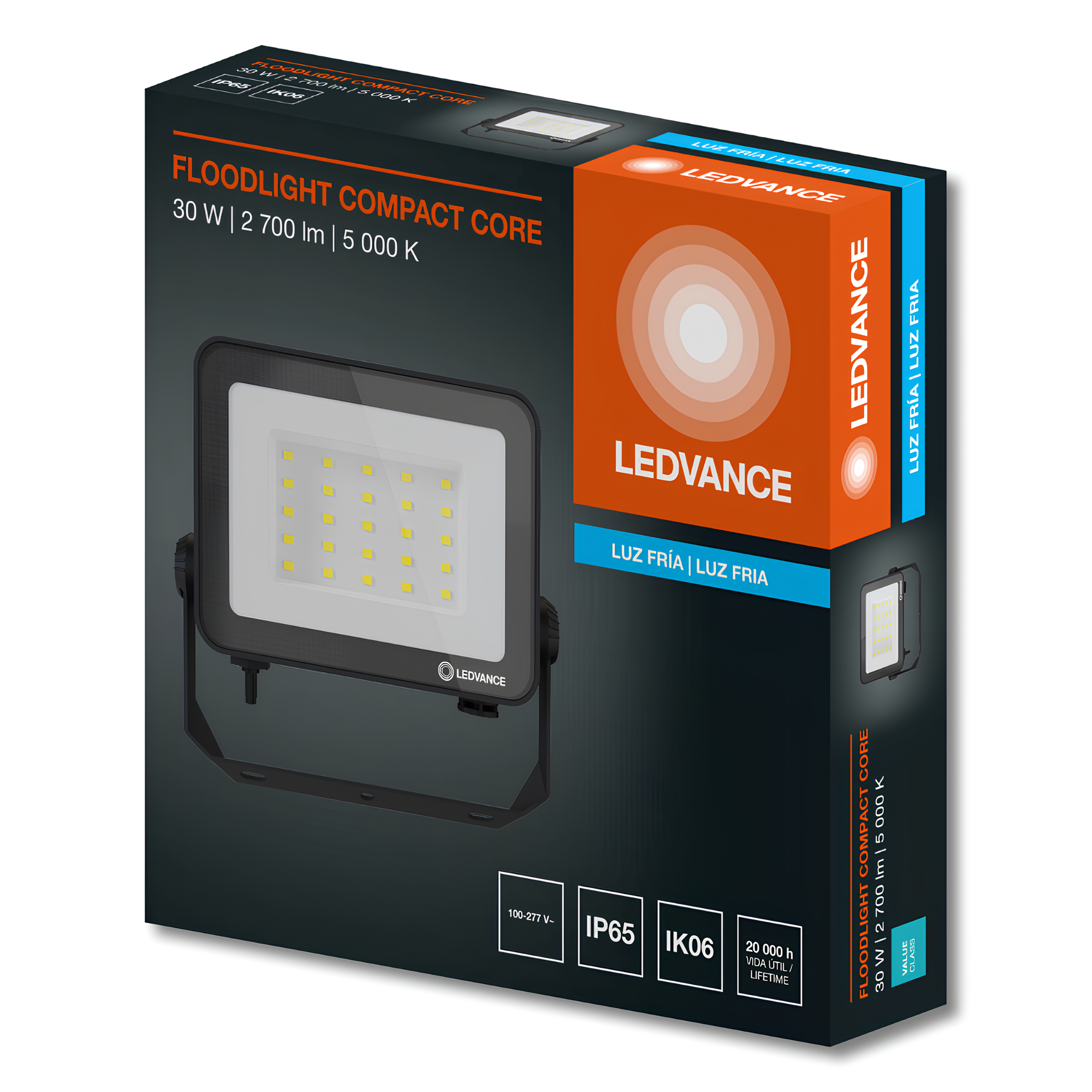 Refletor Floodlight Compact Preto 30W Ip65 Bivolt Ledvance