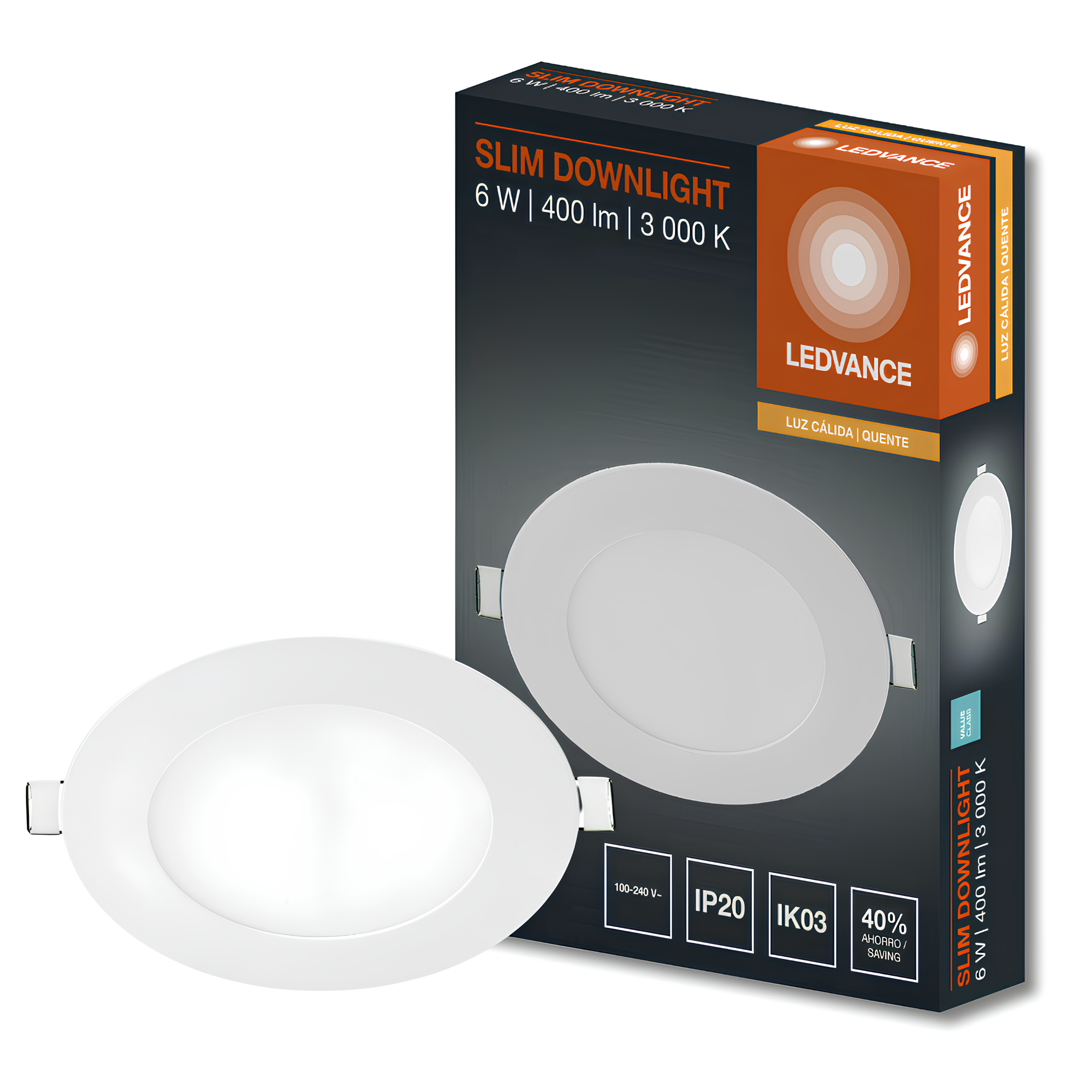 Luminaria Led Embutir Redonda Slim Downlight 12Cm 6W 400Lm Ledvance