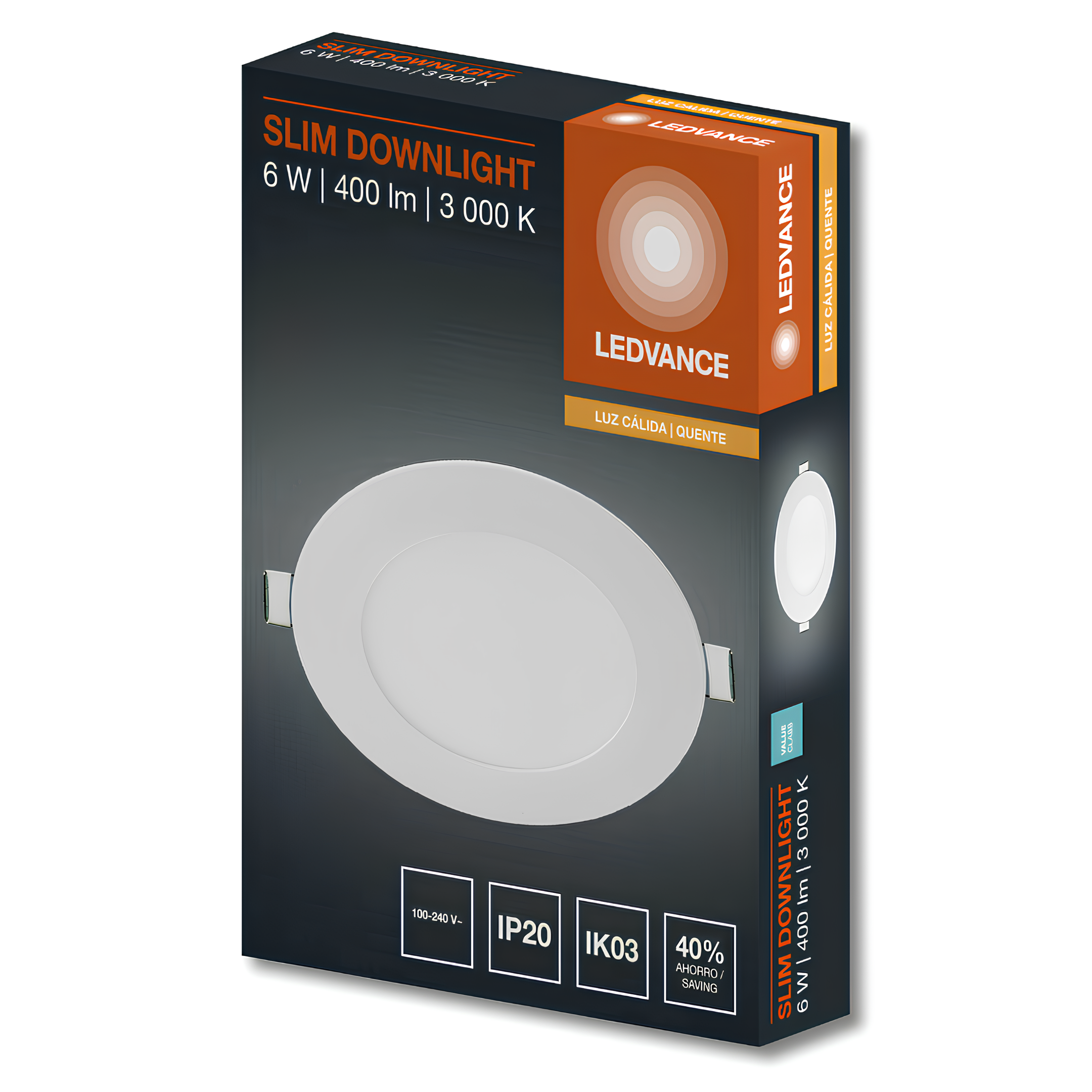 Luminaria Led Embutir Redonda Slim Downlight 12Cm 6W 400Lm Ledvance