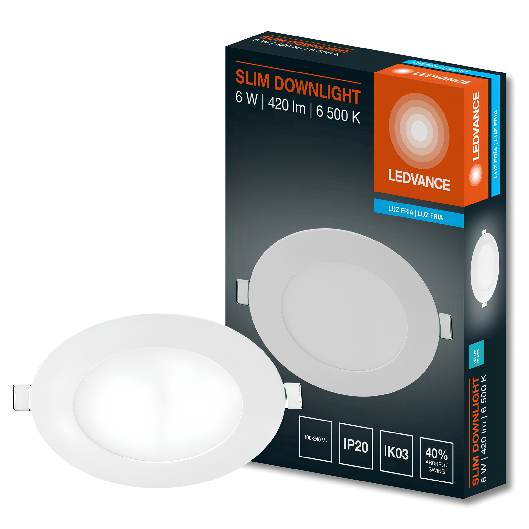 Luminaria Led Embutir Redonda Slim Downlight 12Cm 6W 400Lm Ledvance