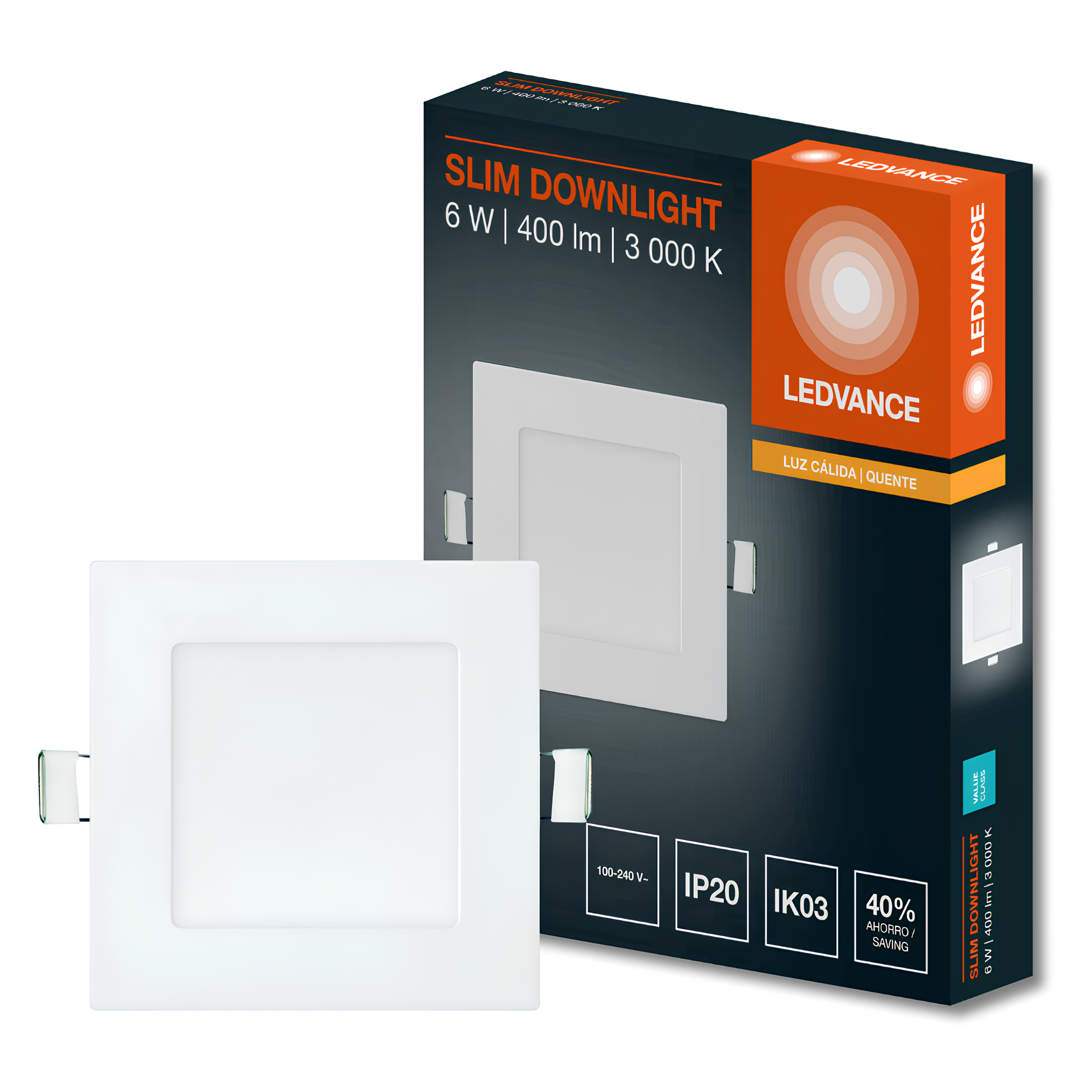 Luminaria Led Embutir Quadrada Downlight 12Cm 6W 400Lm Ledvance