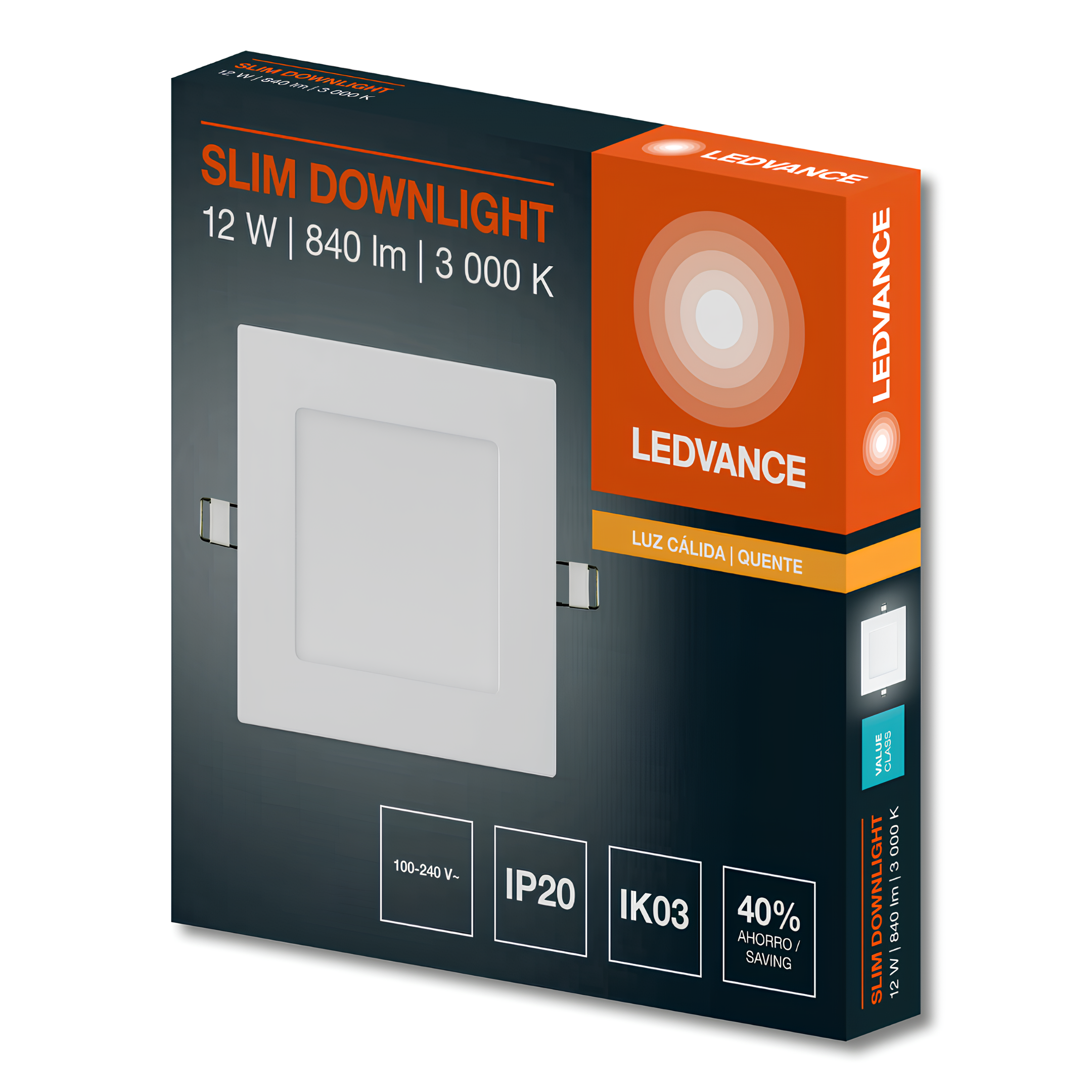 Luminaria Led Embutir Quadrada Slim Downlight 17Cm 12W 840Lm Ledvance
