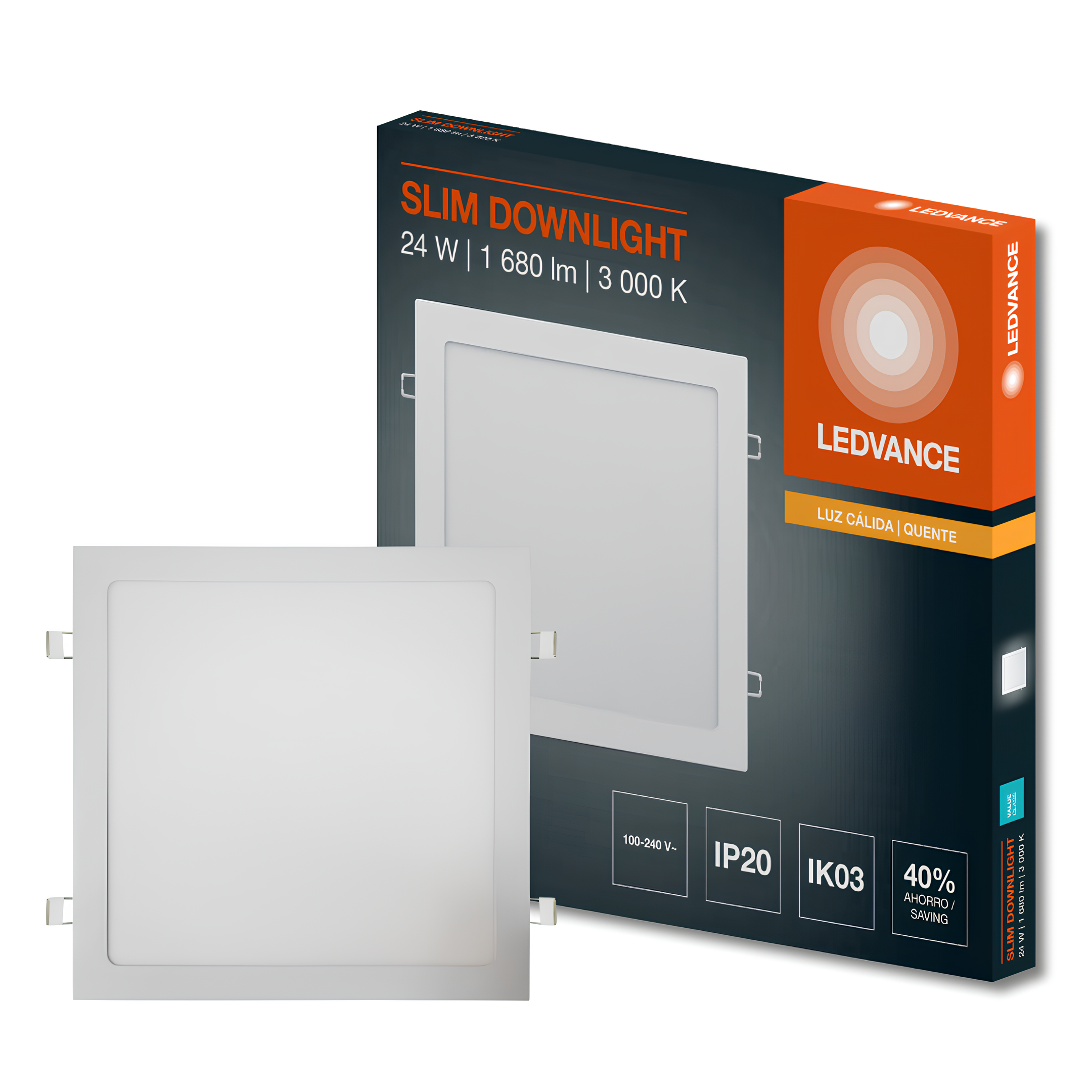 Luminaria Led Embutir Quadrada 30Cm 24W 3000K 1680Lm Ledvance